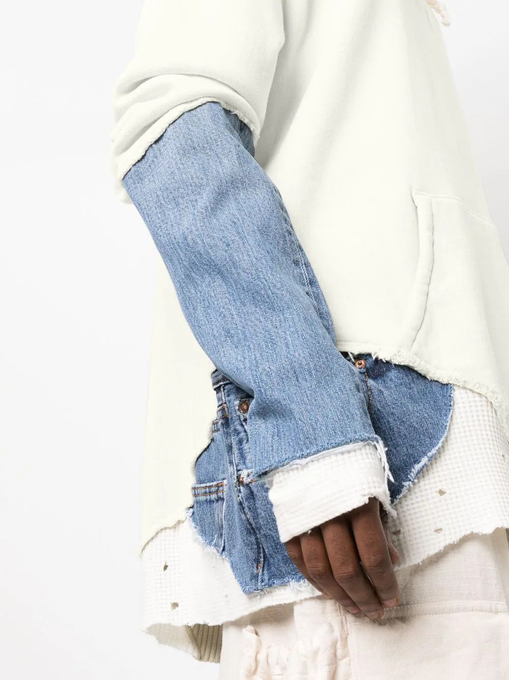 Greg Lauren $1250 NWT White/Denim Fragment Hoodie Large (Size 3) Size US L / EU 52-54 / 3 - 10 Thumbnail