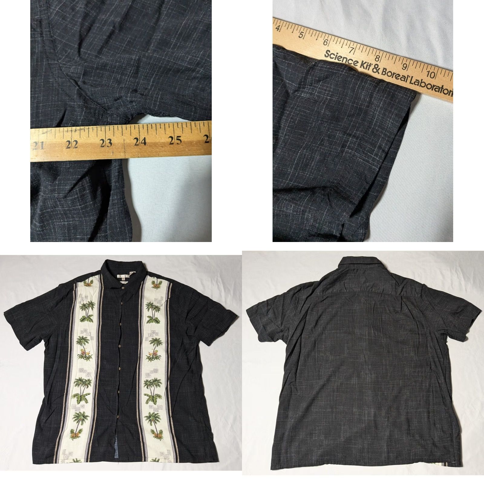 Vintage BURMA BIBAS CLASSIC FIT Men XL Black Palm Tree Panel Rayon Bowling Camp Shirt Size US XL / EU 56 / 4 - 8 Thumbnail