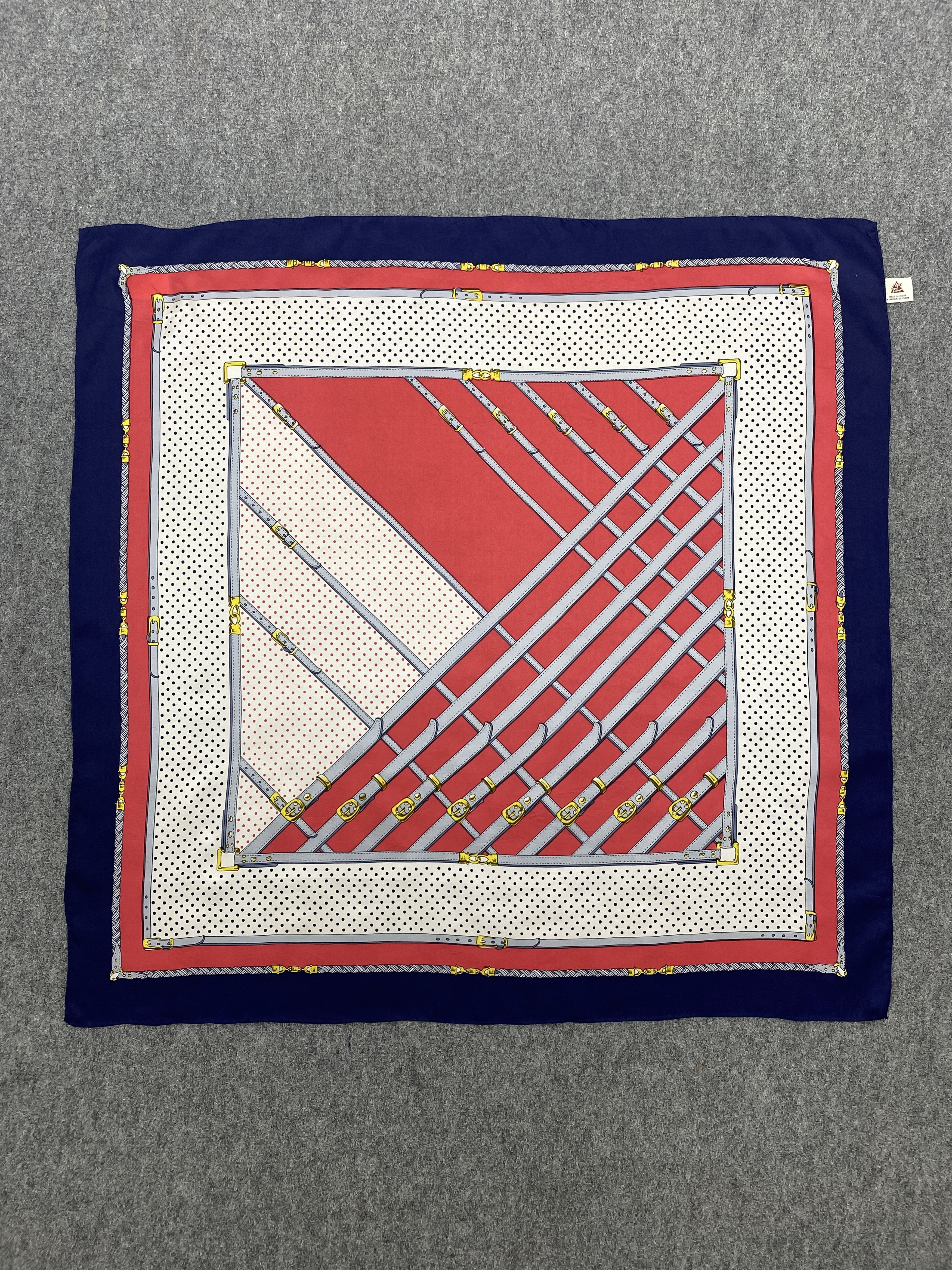 Vintage Geometry Silk Scarf / Muffler / Silk Shawl SN0072 Size ONE SIZE - 3 Thumbnail