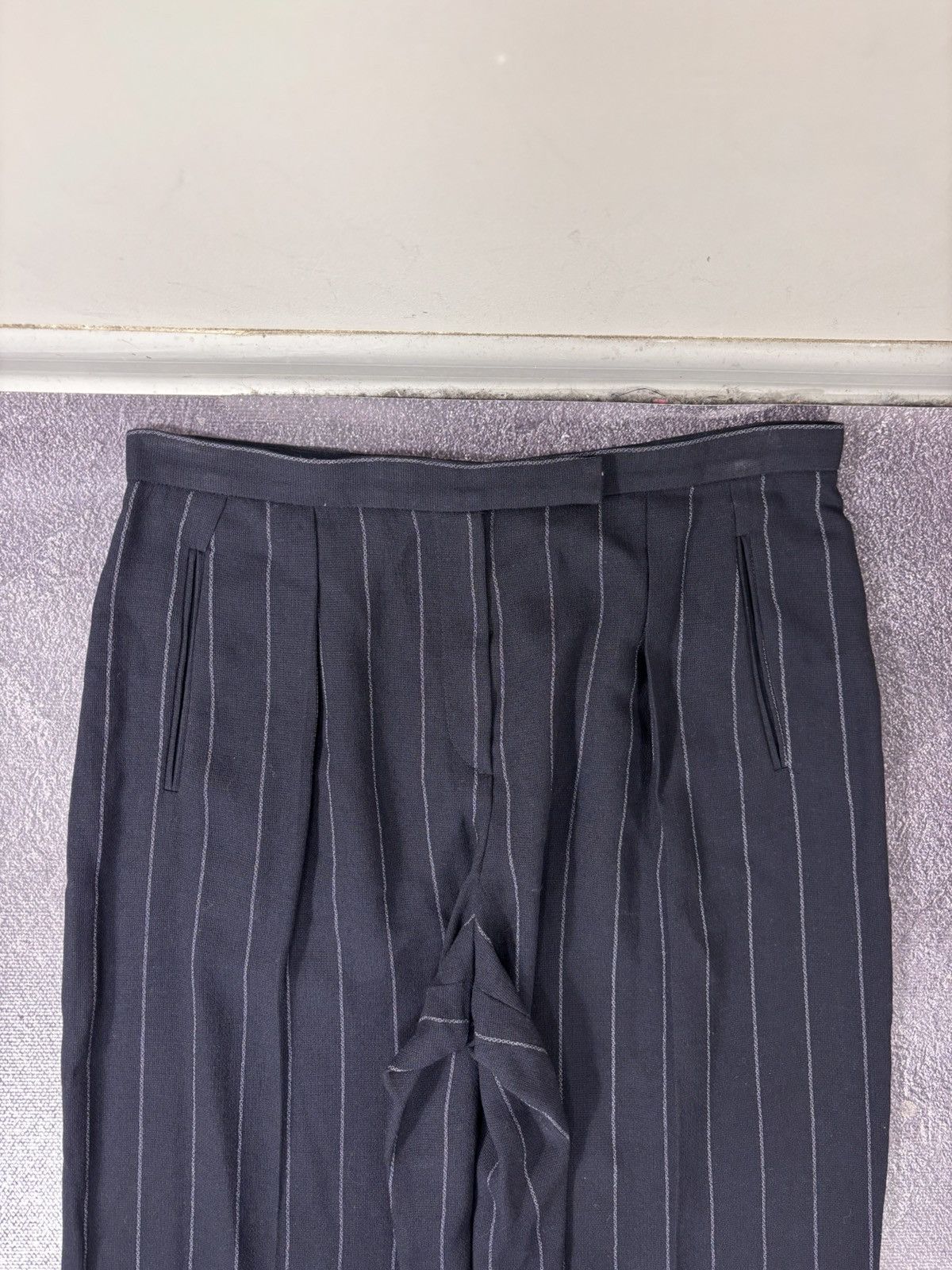 Armani Collezioni Armani Collezioni Women’s Navy Blue Striped Wool Pants Size 32" / US 10 / IT 46 - 5 Thumbnail