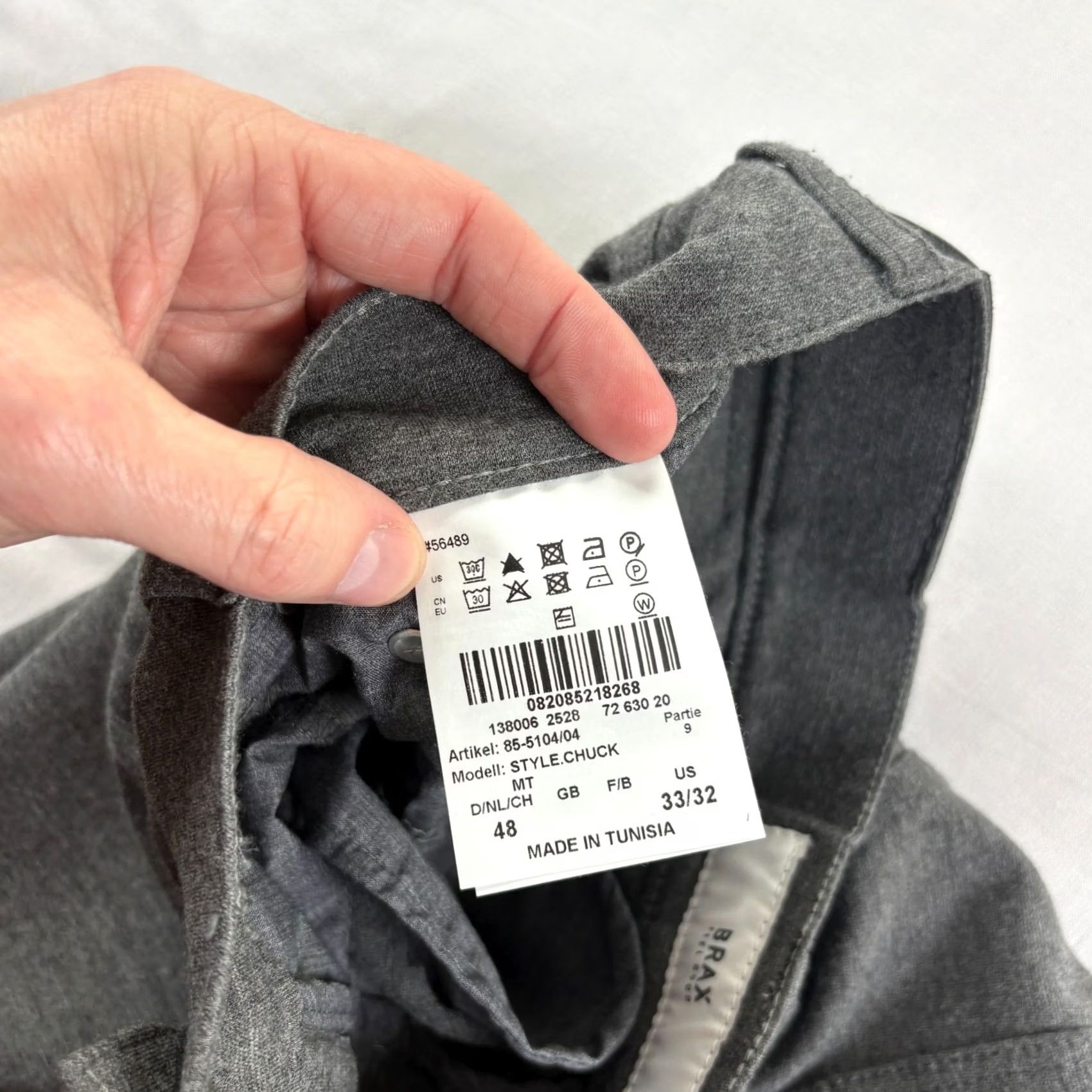 BRAX Brax Pants Mens 33x26 Gray Chuck Chino Stretch Viscose Casual Preppy Regular Straight Front Flat Front Inseam 26in Mens Size US 33 - 4 Thumbnail