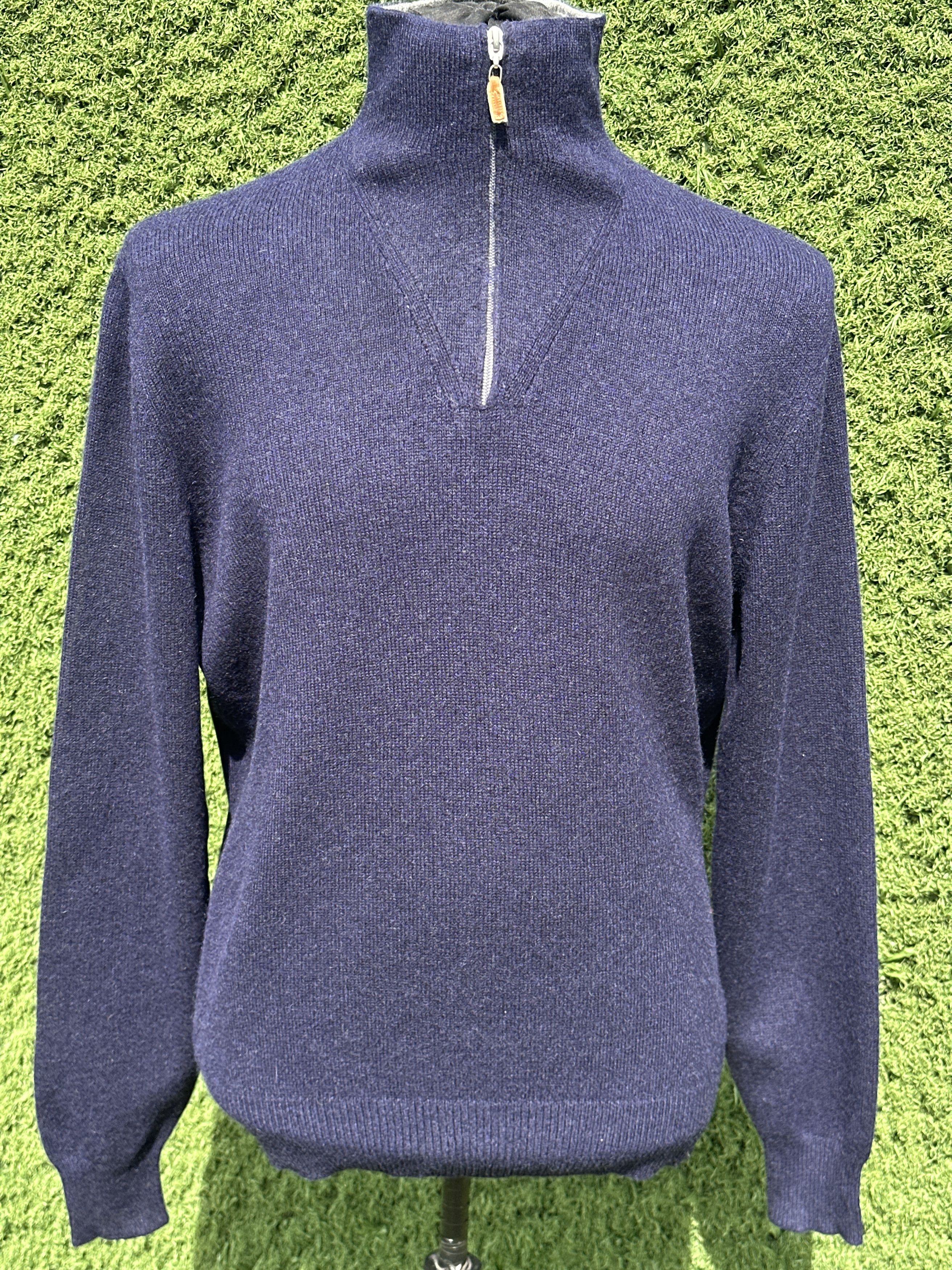 Brunello Cucinelli Brunello Cucinelli Cashmere Half Zip Sweater Navy Size 52 Size US L / EU 52-54 / 3 - 5 Thumbnail