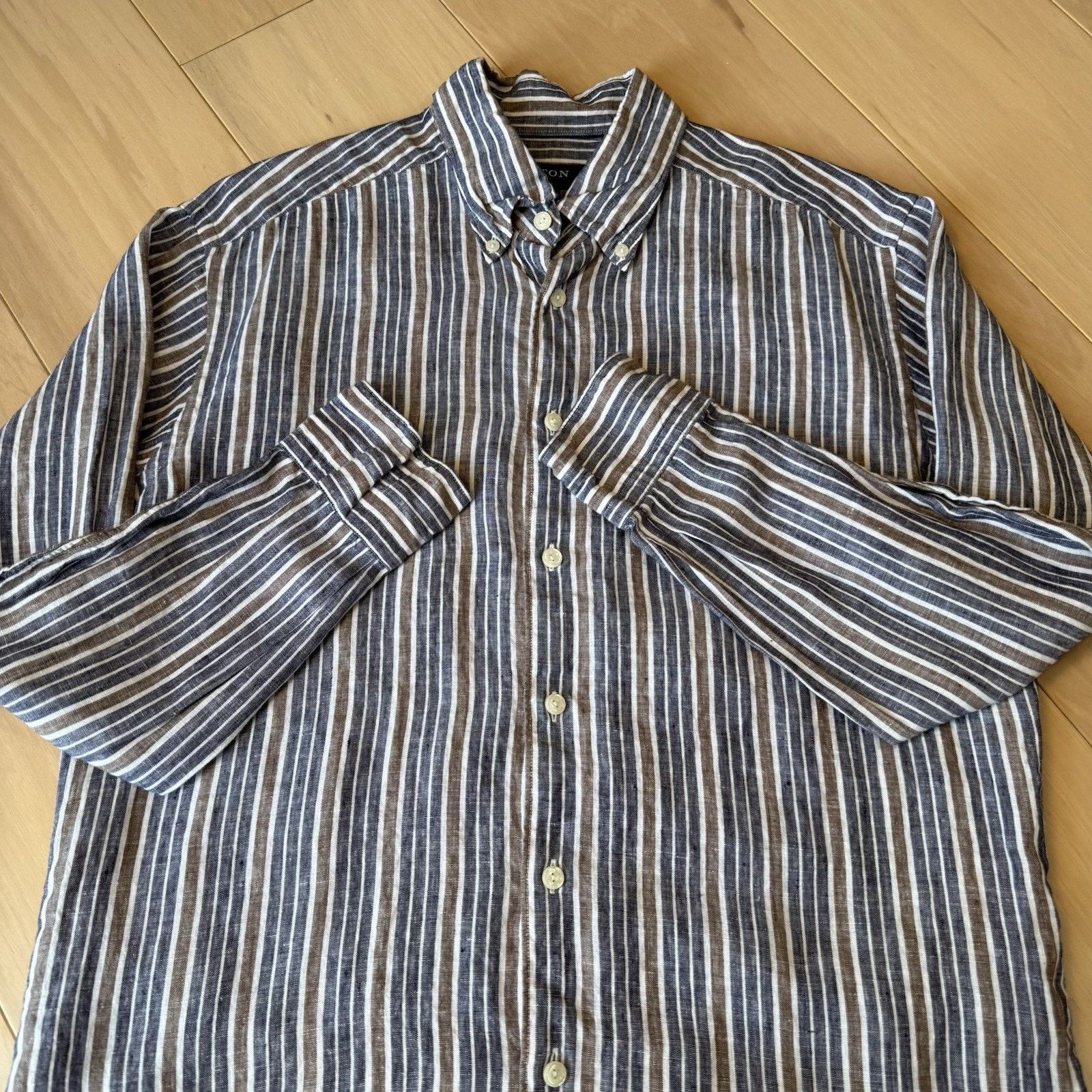 Eton Eton Linen Shirt 16.5 Multicolor Striped Collared Button Up Size US M / EU 48-50 / 2 - 5 Thumbnail