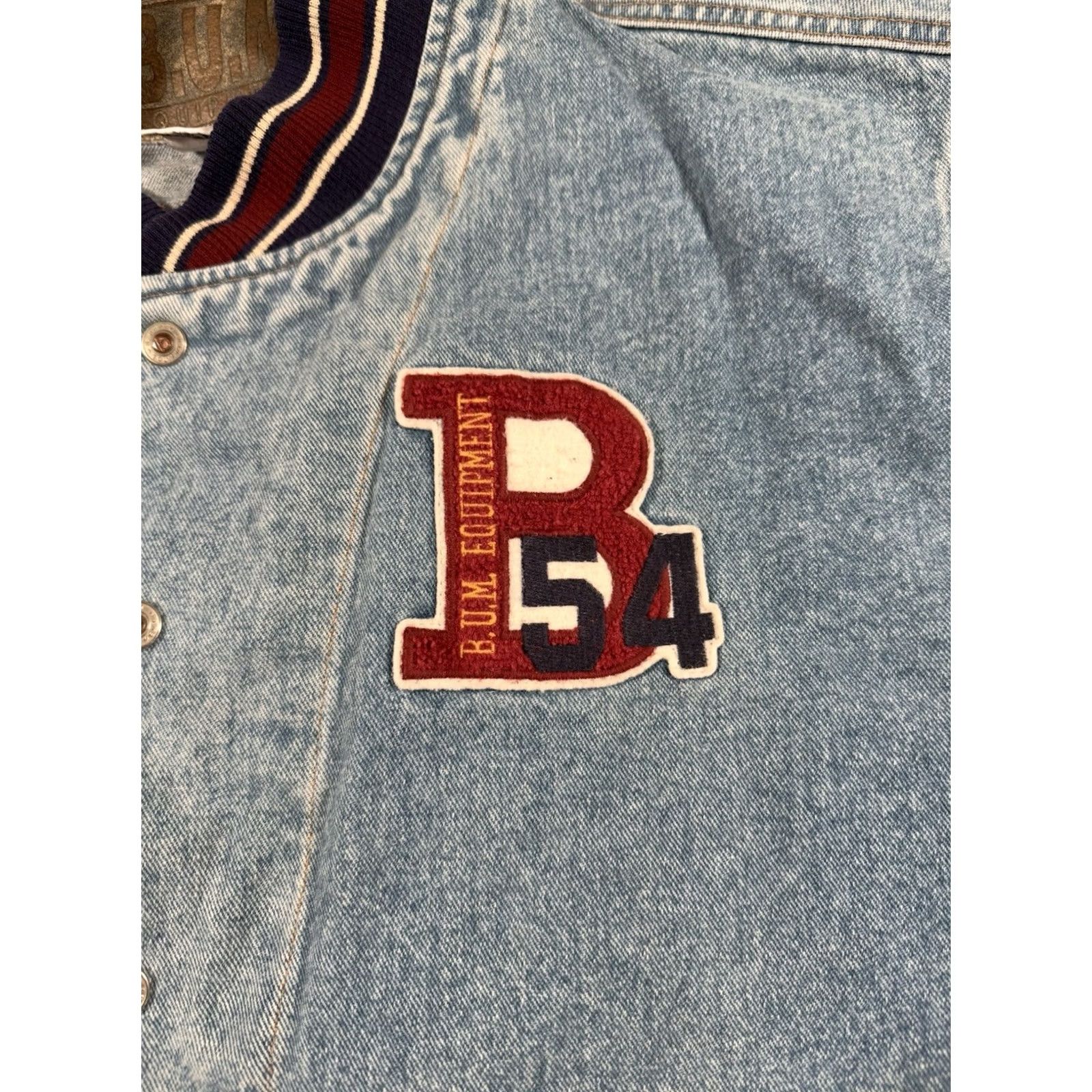 Equipment VINTAGE Bomber Denim Jacket Mens Large Blue Varsity 90s Jacket Men’s Large Blue Varsity 90s Size US L / EU 52-54 / 3 - 3 Thumbnail