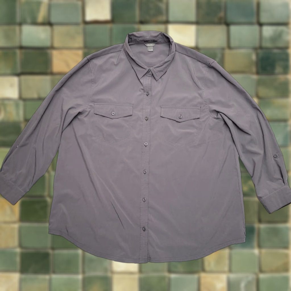 Eddie Bauer VINTAGE Eddie Bauer Shirt Womens XL Gray Long Sleeve Performance Stretch Outdoors Hiking Mens? Size XL / US 12-14 / IT 48-50 - 1 Thumbnail