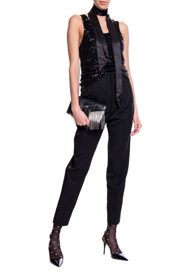 Saint Laurent Paris o1s1wg110924 Classic Tuxedo Pants Grain De Poudre in Black Size 34" / US 12 / IT 48 - 2 Thumbnail