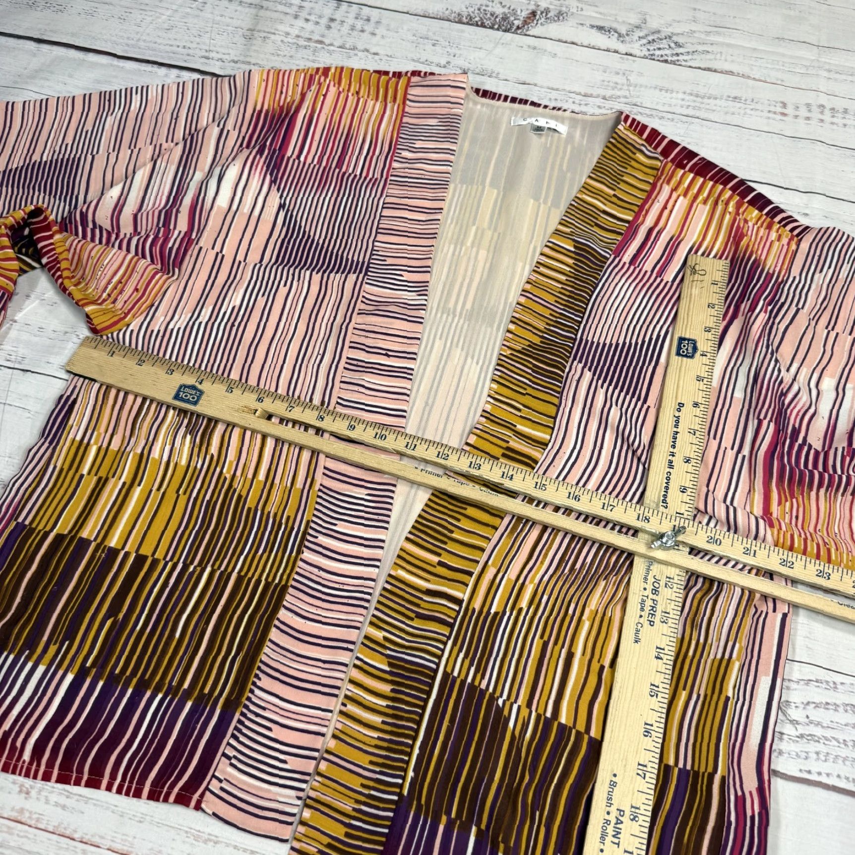 Vintage CAbi Cover Up Robe Open Front Pink Yellow Stripe Lightweight Sz M Womens Kimono Style Open Size ONE SIZE - 2 Thumbnail