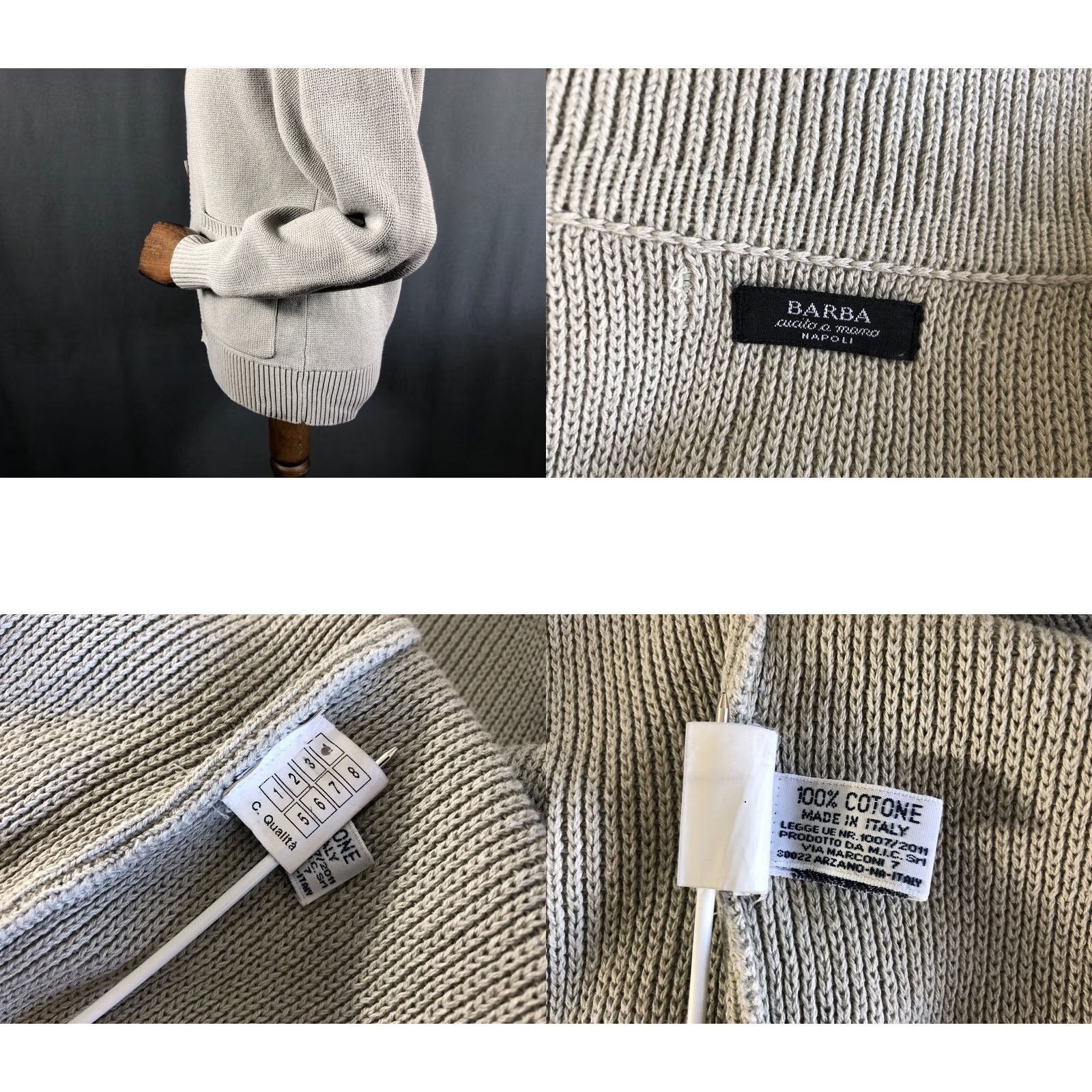 Vintage Barba Barba Napoli Knit Cardigan Cotton Men Gray M Size Cardigan Mens Knit Ribbed Collar Hem Cuffs Button Casual 90s Theme? Size US M / EU 48-50 / 2 - 8 Thumbnail