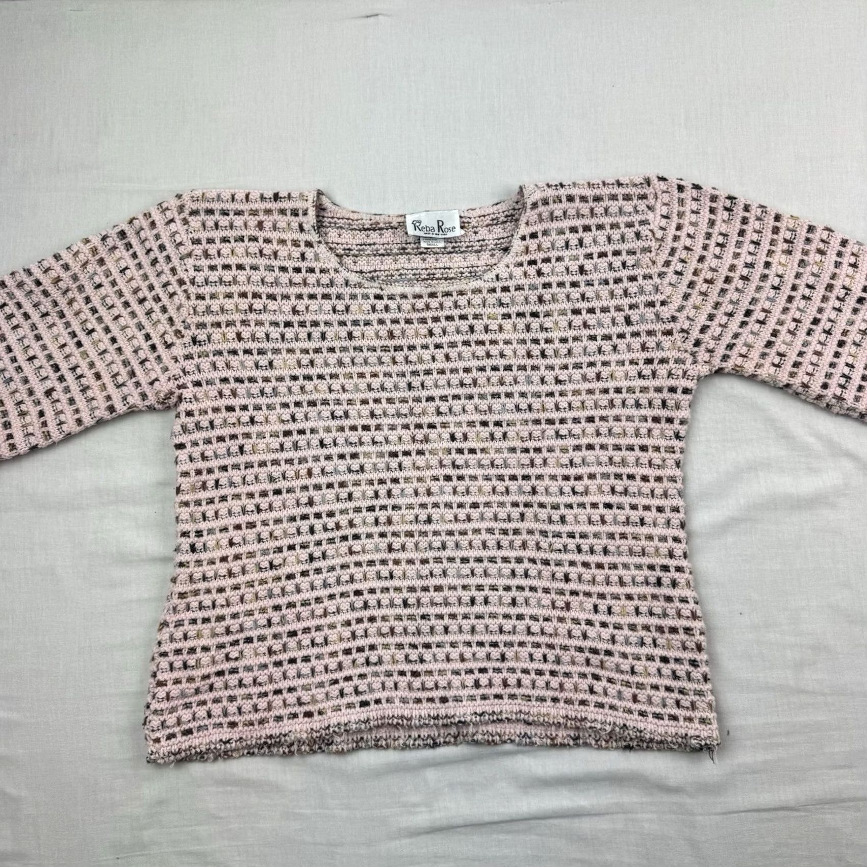 Vintage VINTAGE Reba Rose Sweater Womens Small Pink 80s USA Pullover Knits Cotton Long Sleeve Round Neck Womens Size S / US 4 / IT 40 - 3 Thumbnail