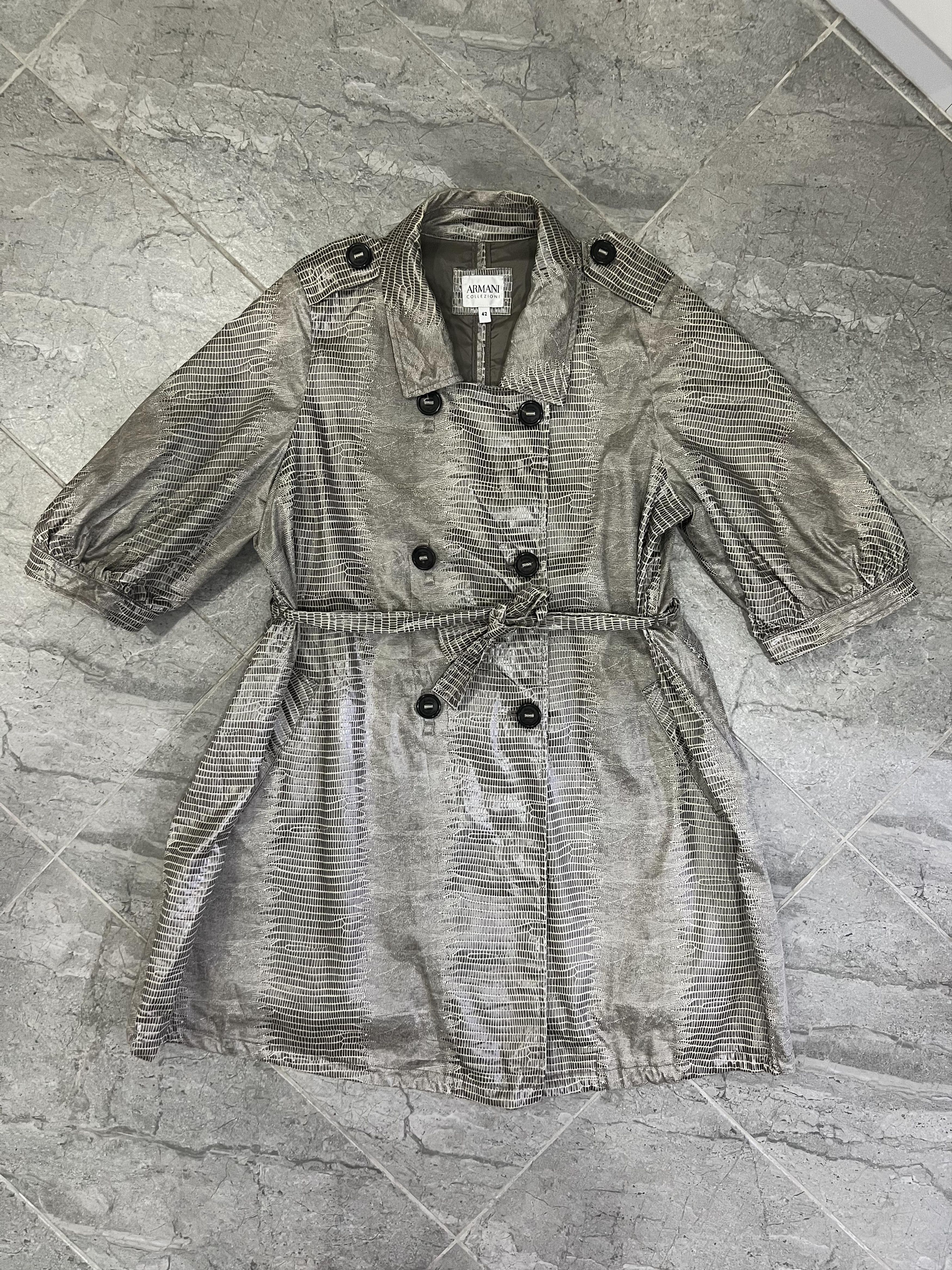 Armani Collezioni Armani Collezioni Crocodile Embossed Metallic Trench Coat Size M / US 6-8 / IT 42-44 - 1 Thumbnail