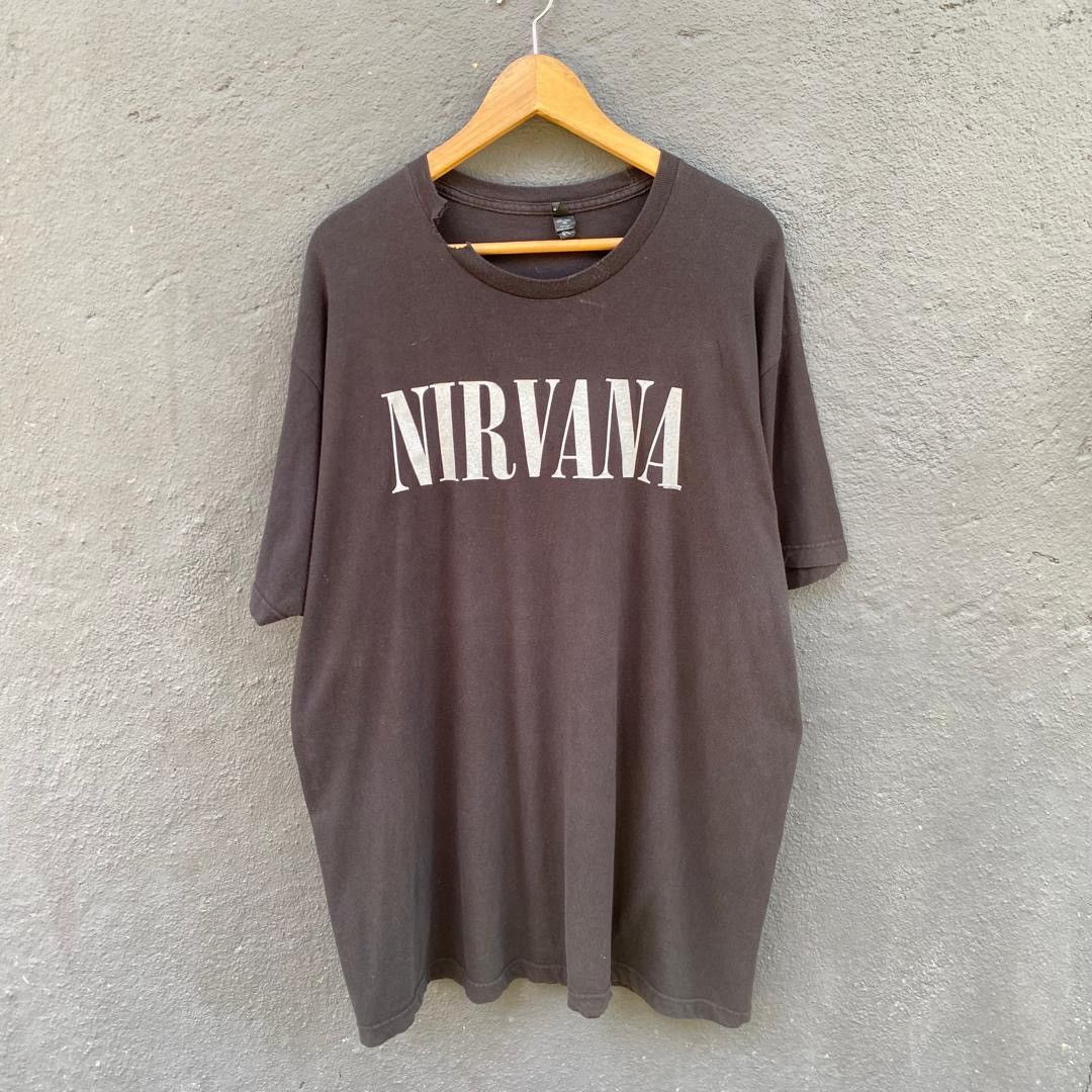 image of Band Tees x Rock Band Thrashed Faded Nirvana Band Tee in Black, Men's (Size 2XL)