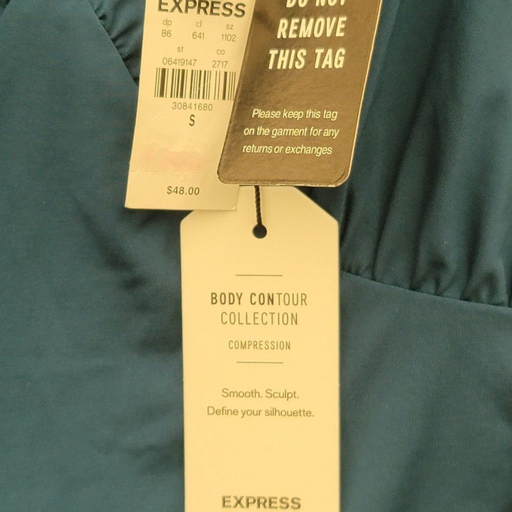 Express NWT Express Body Contour Teal Empire V-Neck Thong Bodysuit Size S / US 4 / IT 40 - 5 Thumbnail