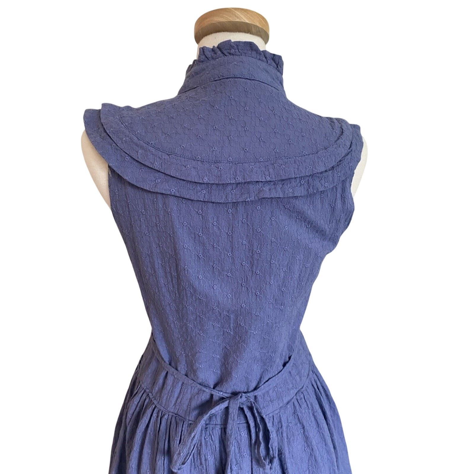 Pamela Love Pamela Love Midi Dress M Cotton Blue Eyelet Button Front Size M / US 6-8 / IT 42-44 - 8 Thumbnail