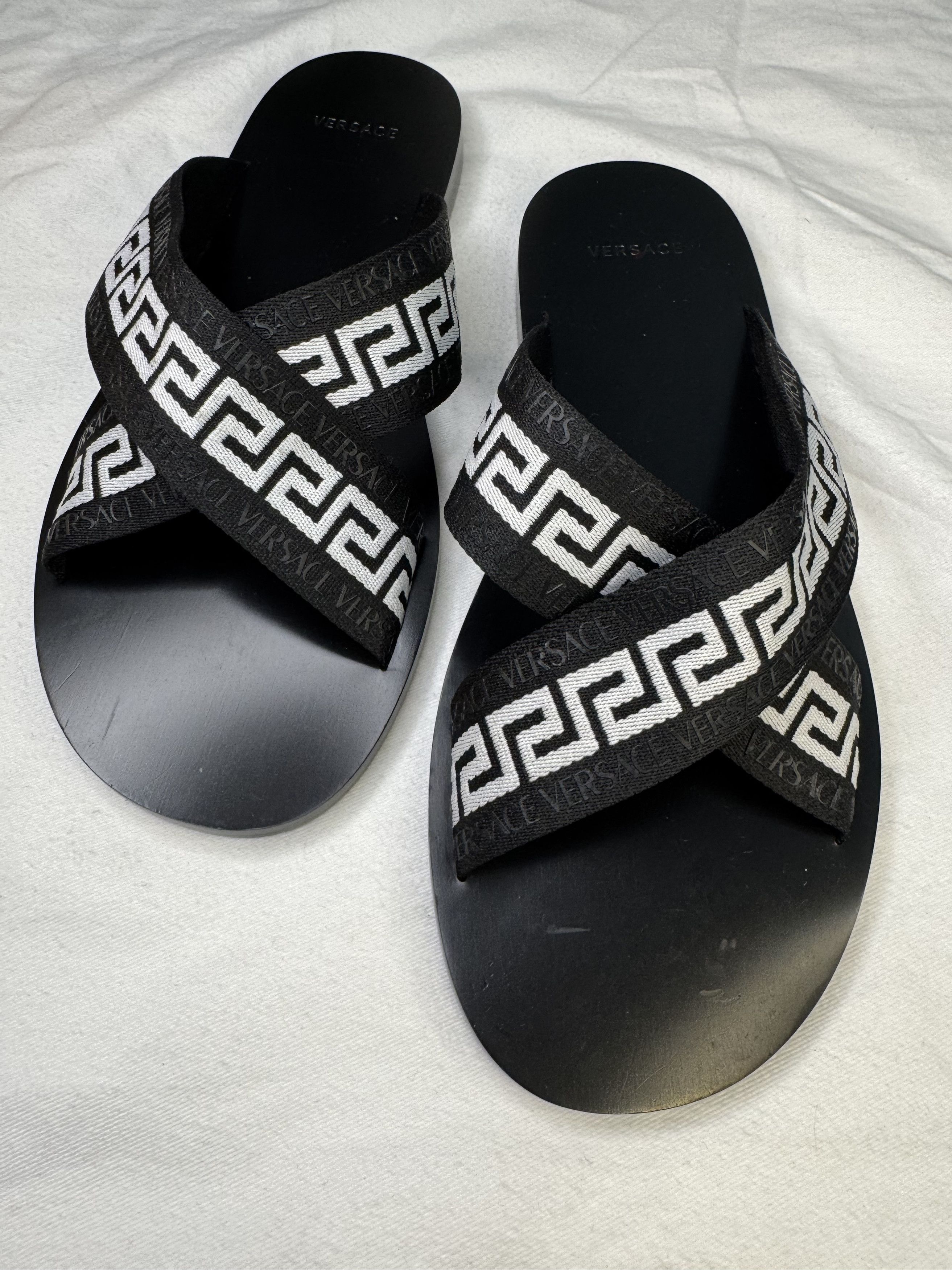 Versace Versace Black/White Greca Sandals Size US 9.5 / EU 42-43 - 2 Thumbnail