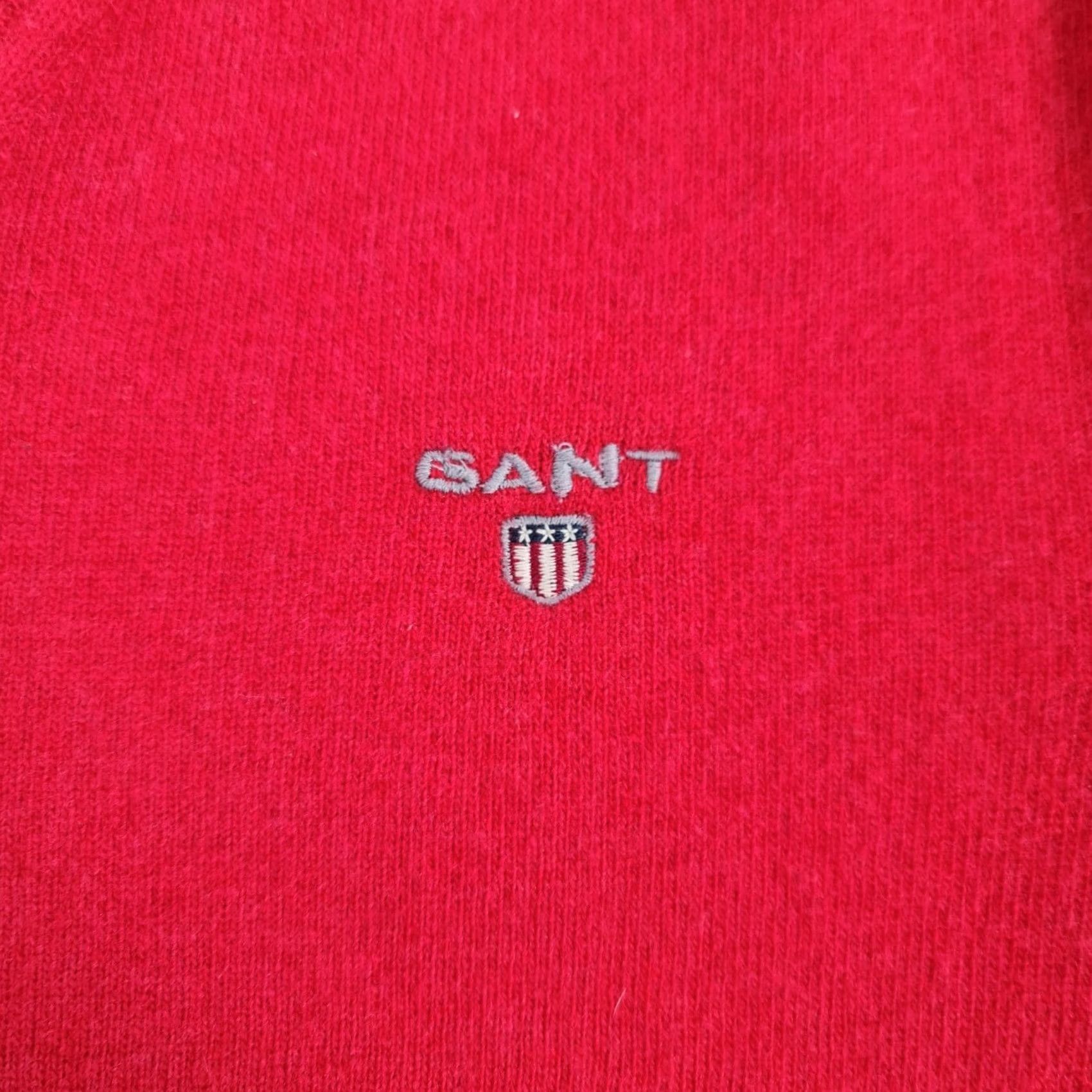 Gant Gant Mens Jumper Red Medium 100% Lambswool V Neck Knit Pullover Size US M / EU 48-50 / 2 - 5 Thumbnail