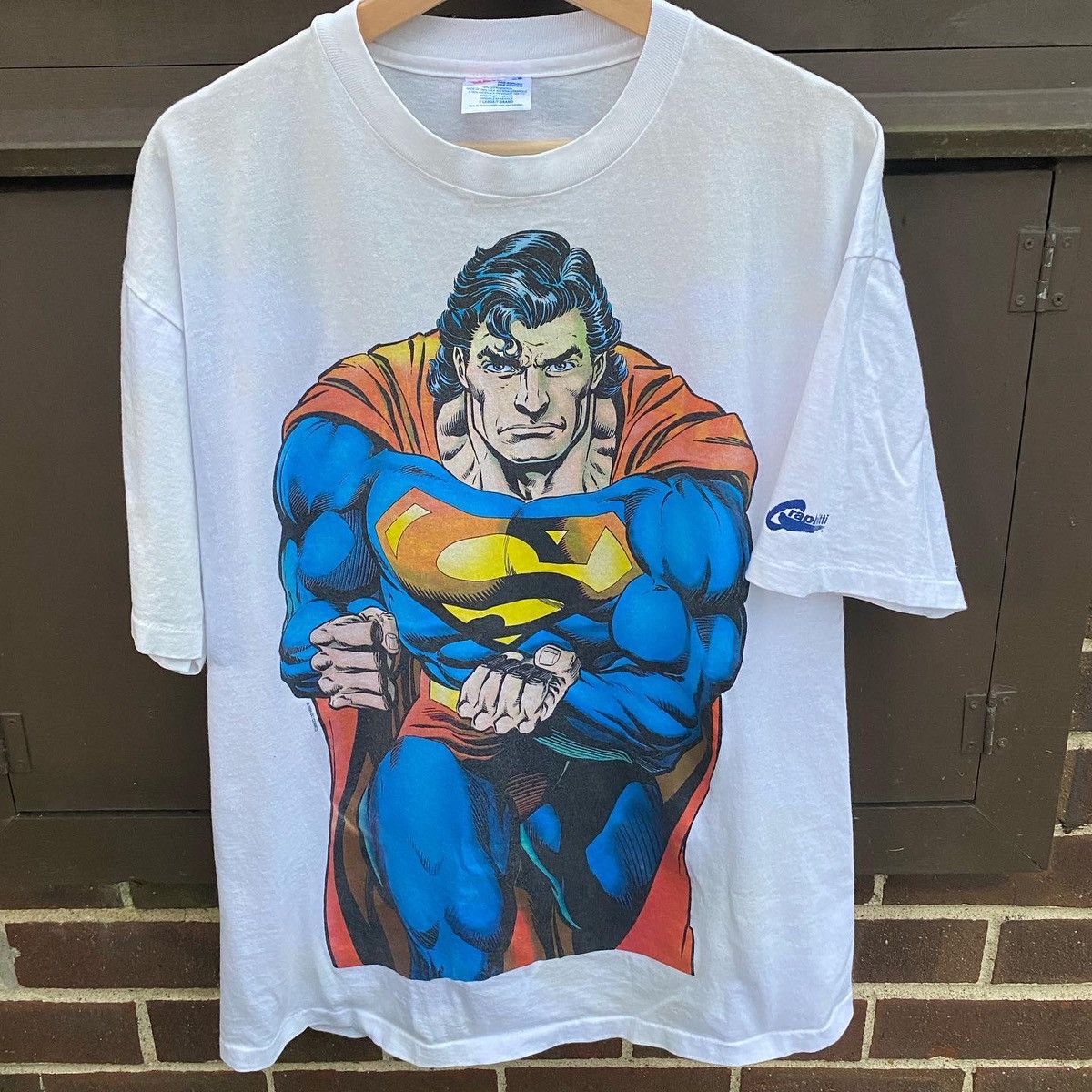 Vintage VINTAGE Superman Shirt Men XL White Graphitti Comic Doomsday ...