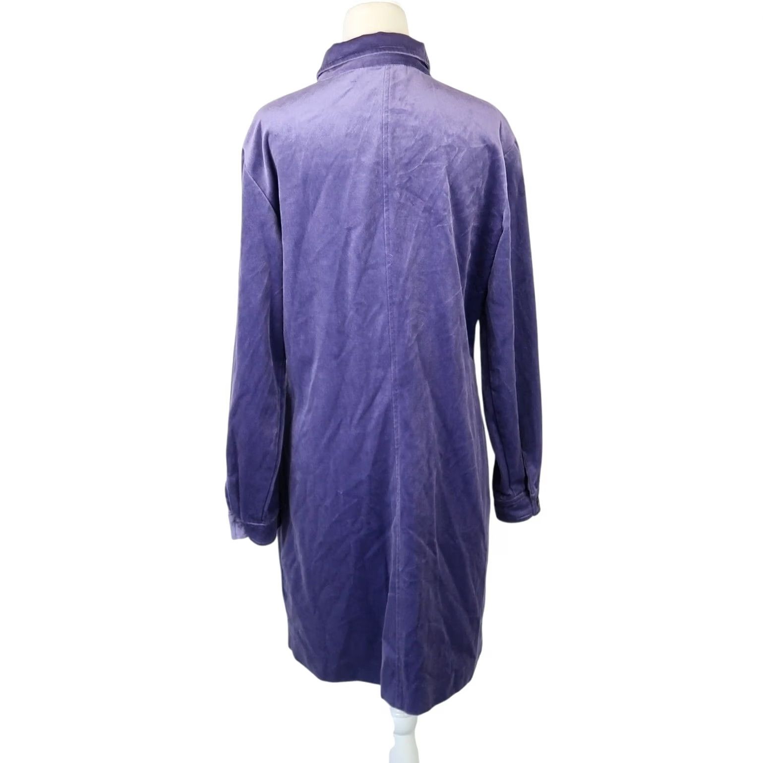 Liz Claiborne VINTAGE Liz Claiborne Shirt Dress M Purple-Blue Velvet Mini 90s Womens Size M / US 6-8 / IT 42-44 - 4 Thumbnail