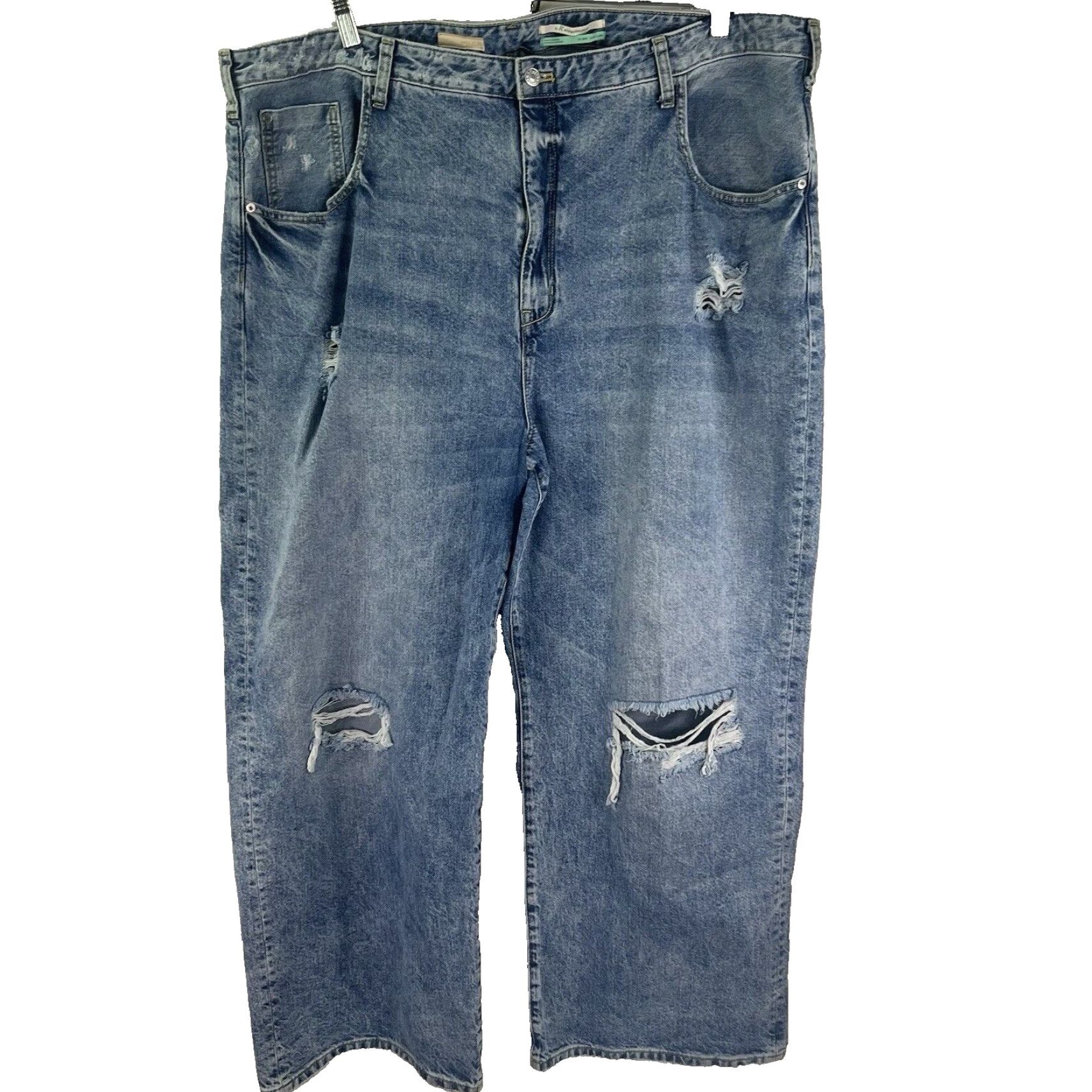 Anthropologie ANTHROPOLOGIE Pilcro Distressed Baggy Denim Jeans Womens 24W 48X30 Blue NWT Jeans Size 42" / US 20 - 2 Thumbnail