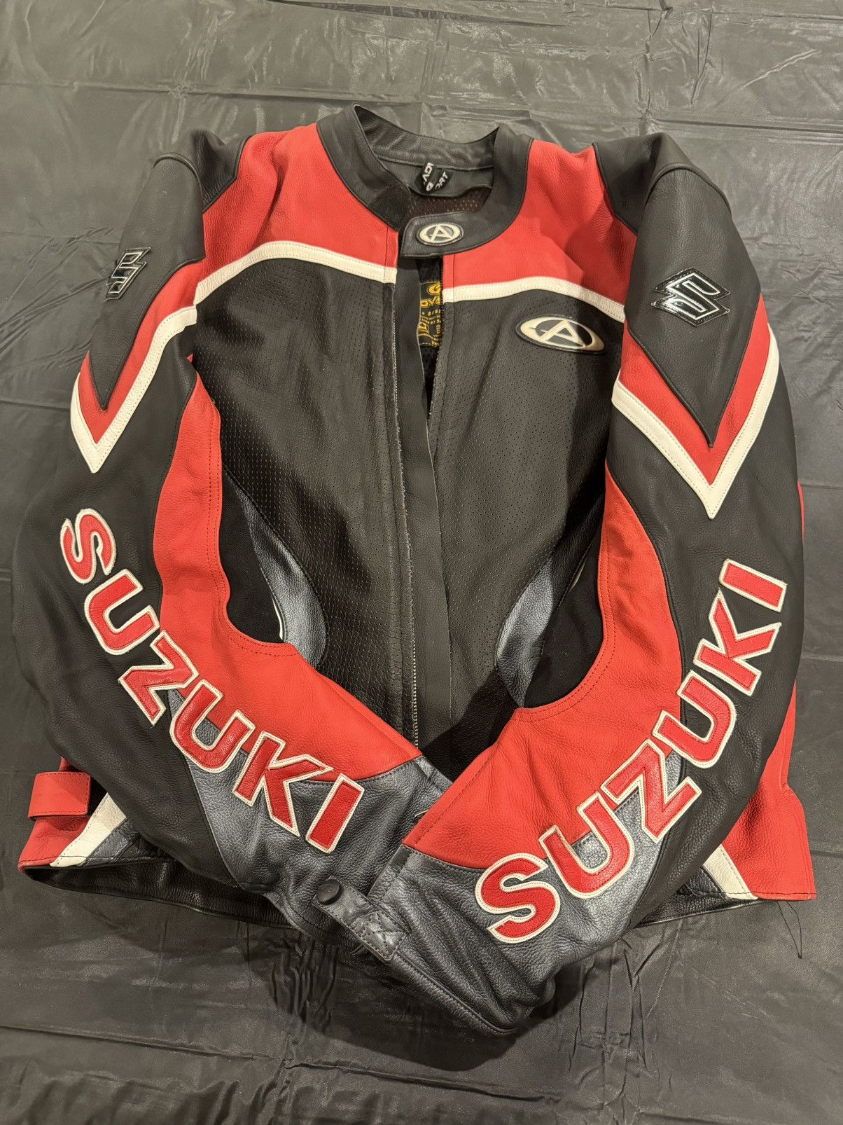 image of Vintage Suzuki Motorcycle Jacket in Red, Men's (Size XL)