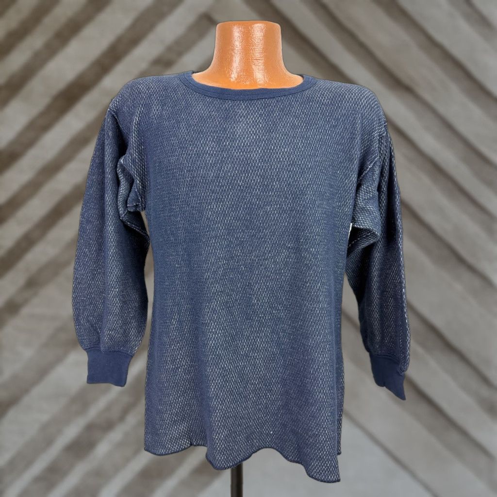 Vintage VINTAGE Morgan Mills Waffle-Knit Thermal Shirt Men XL Navy Outdoor Cold Weather Grunge Hipster Midweight Stretch T-Shirt Size US XL / EU 56 / 4 - 1 Thumbnail