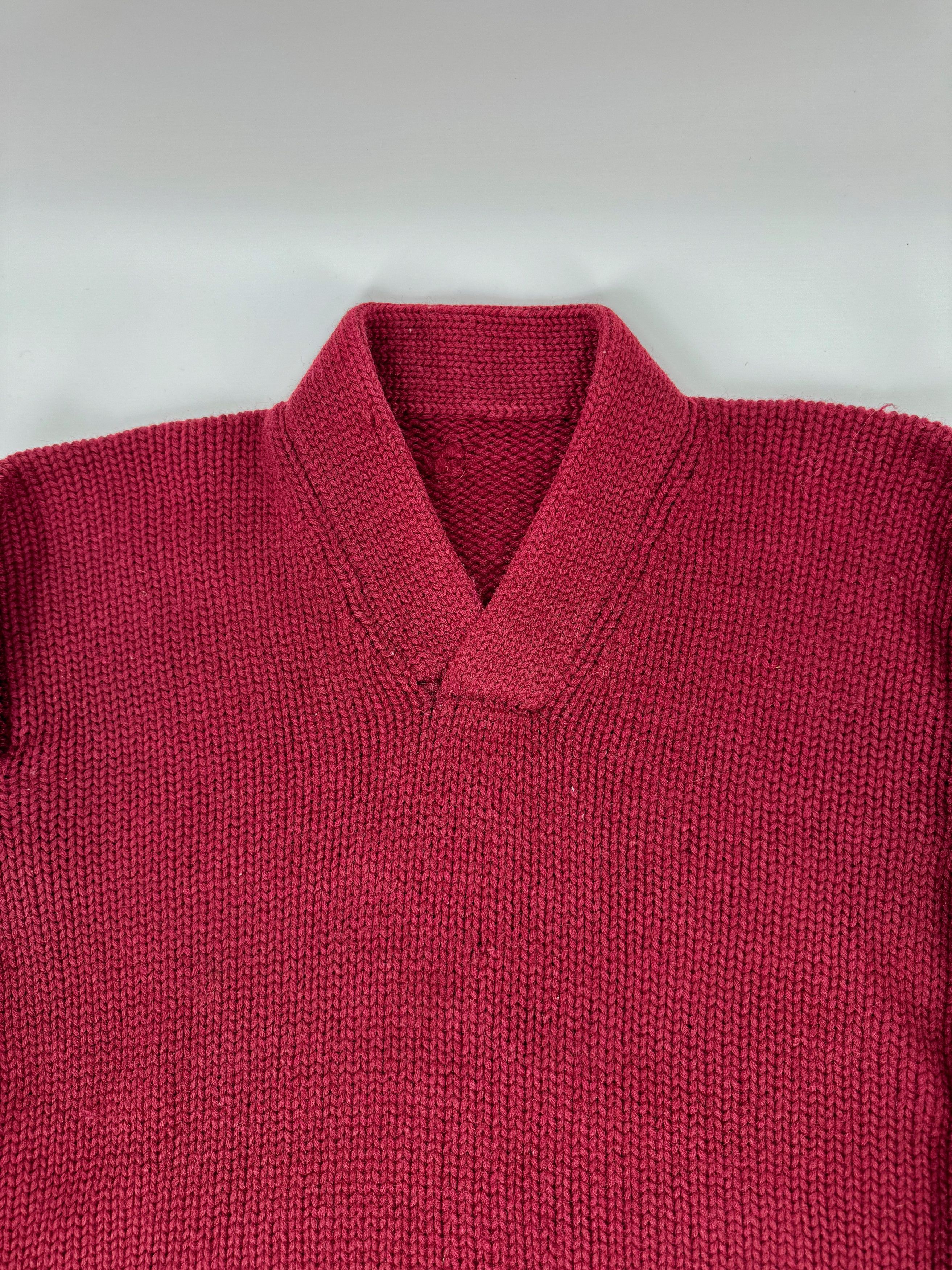 Vintage 1930s 30s Vintage Red Wool Low Gauge Knit Sweater Small Size US S / EU 44-46 / 1 - 2 Thumbnail