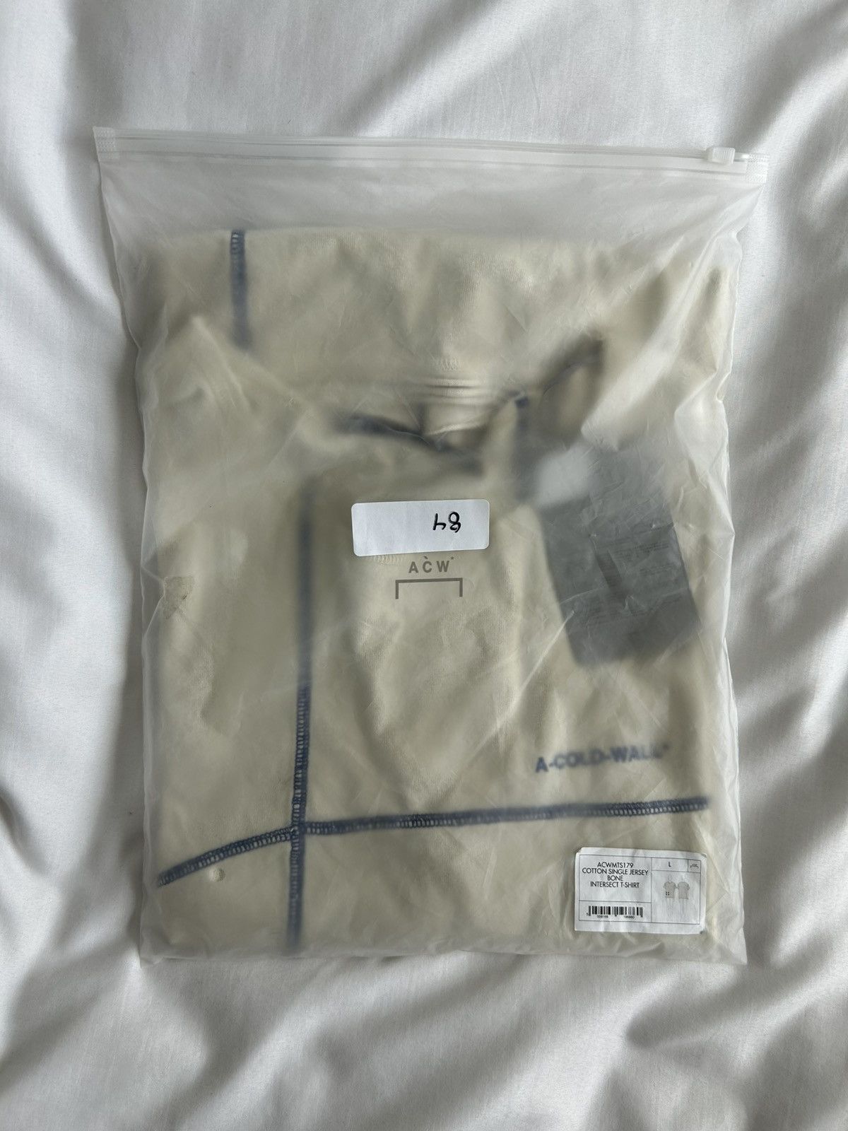 A-COLD-WALL* A Cold Wall Tee Cotton Single Jersey Bone Intersect ACW Size US L / EU 52-54 / 3 - 10 Thumbnail