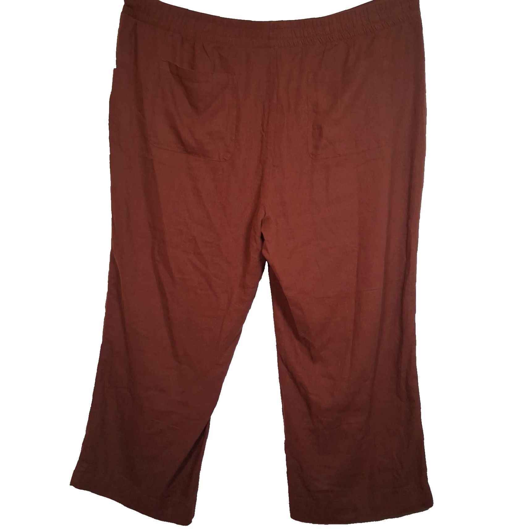 Old Navy Old Navy Navy Wide Leg Pants Plus Size 3X High Rise Brown Linen Blend Comfort Old Navy Comfort Pockets Size 40" / US 18 - 2 Thumbnail