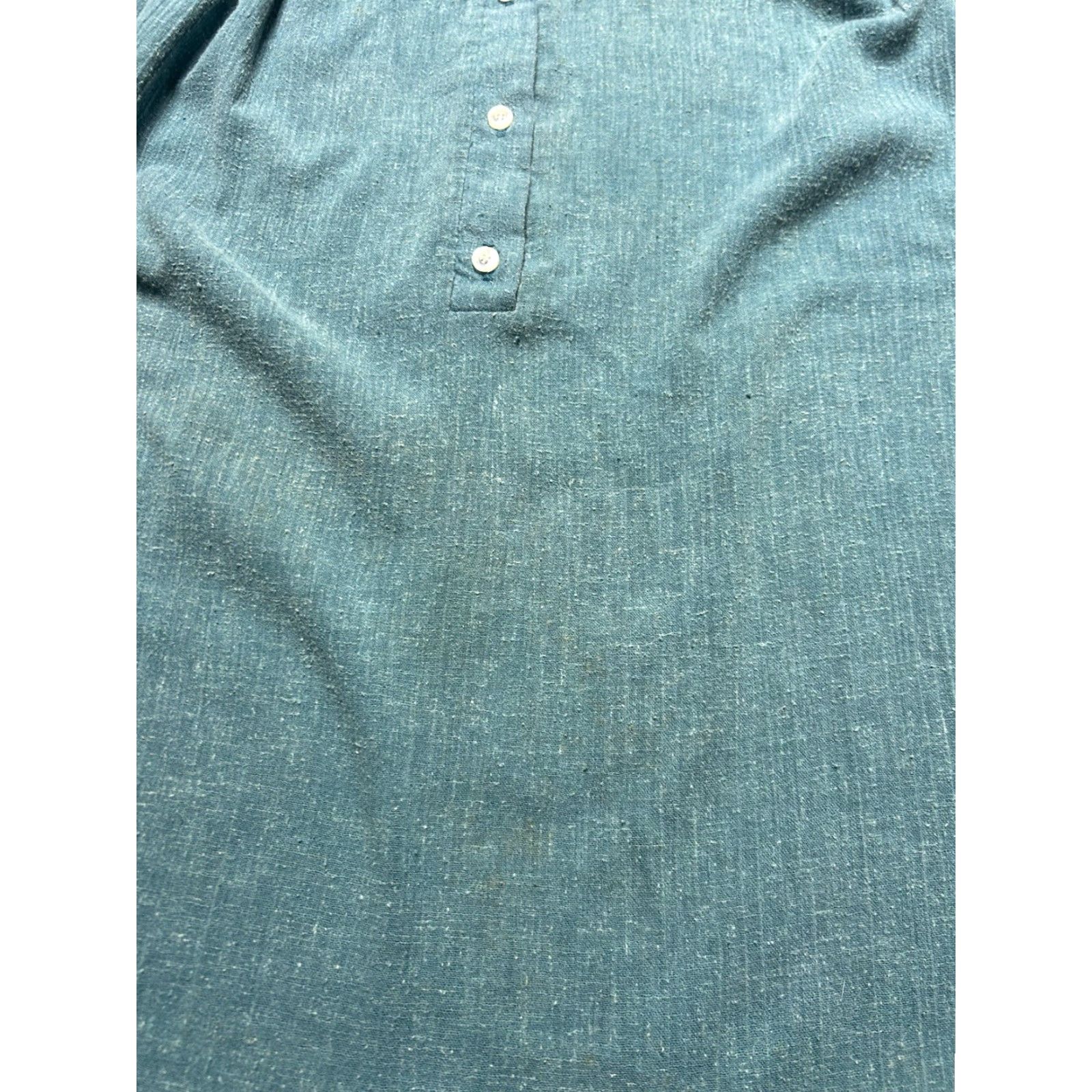 Vintage VINTAGE 70s Shirt blue textured 1/2 button short sleeve pullover women’s XL 42 Size XL / US 12-14 / IT 48-50 - 2 Thumbnail