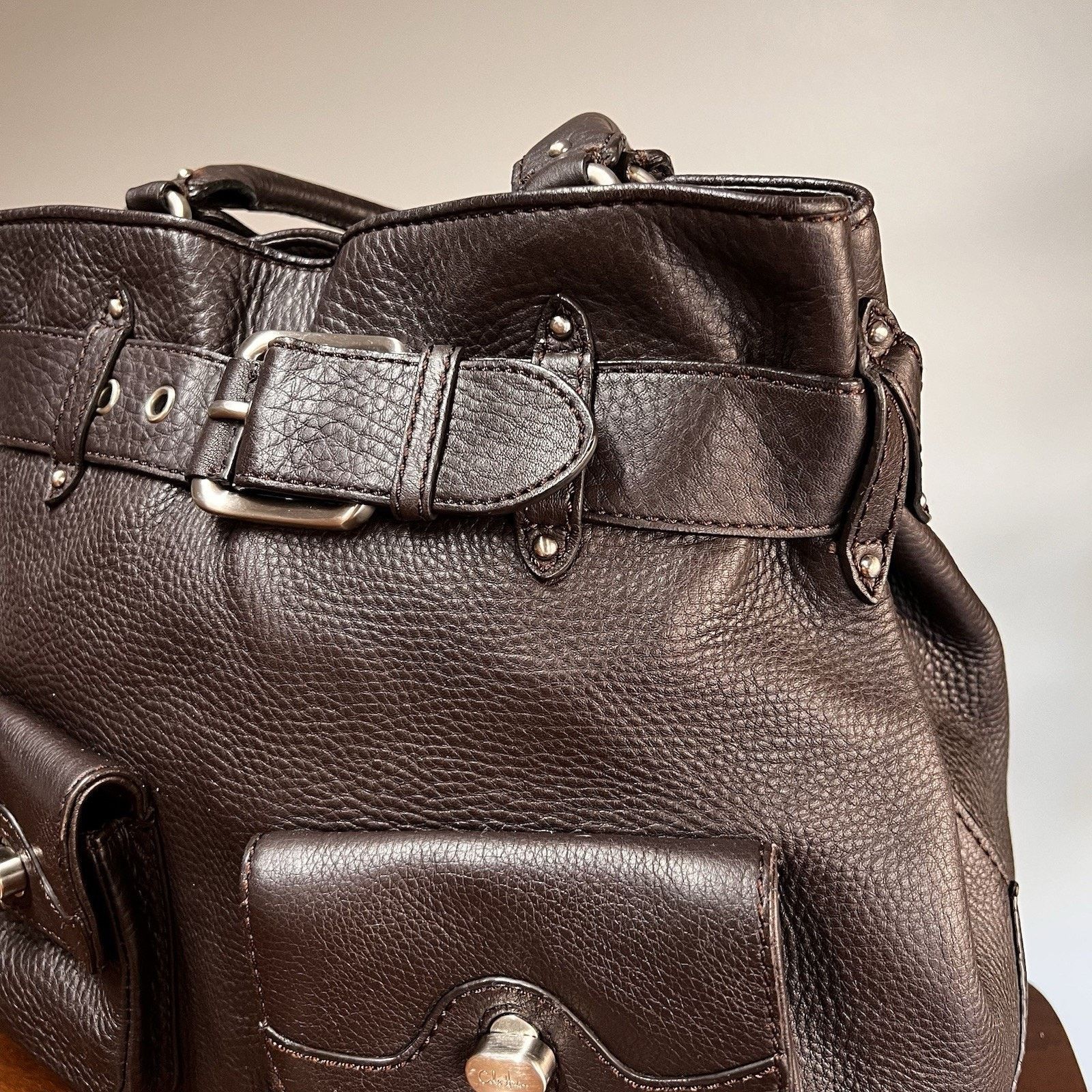 Cole Haan $400 Cole Haan Belted Brown Pebbled Leather Shoulder Bag Size ONE SIZE - 2 Thumbnail