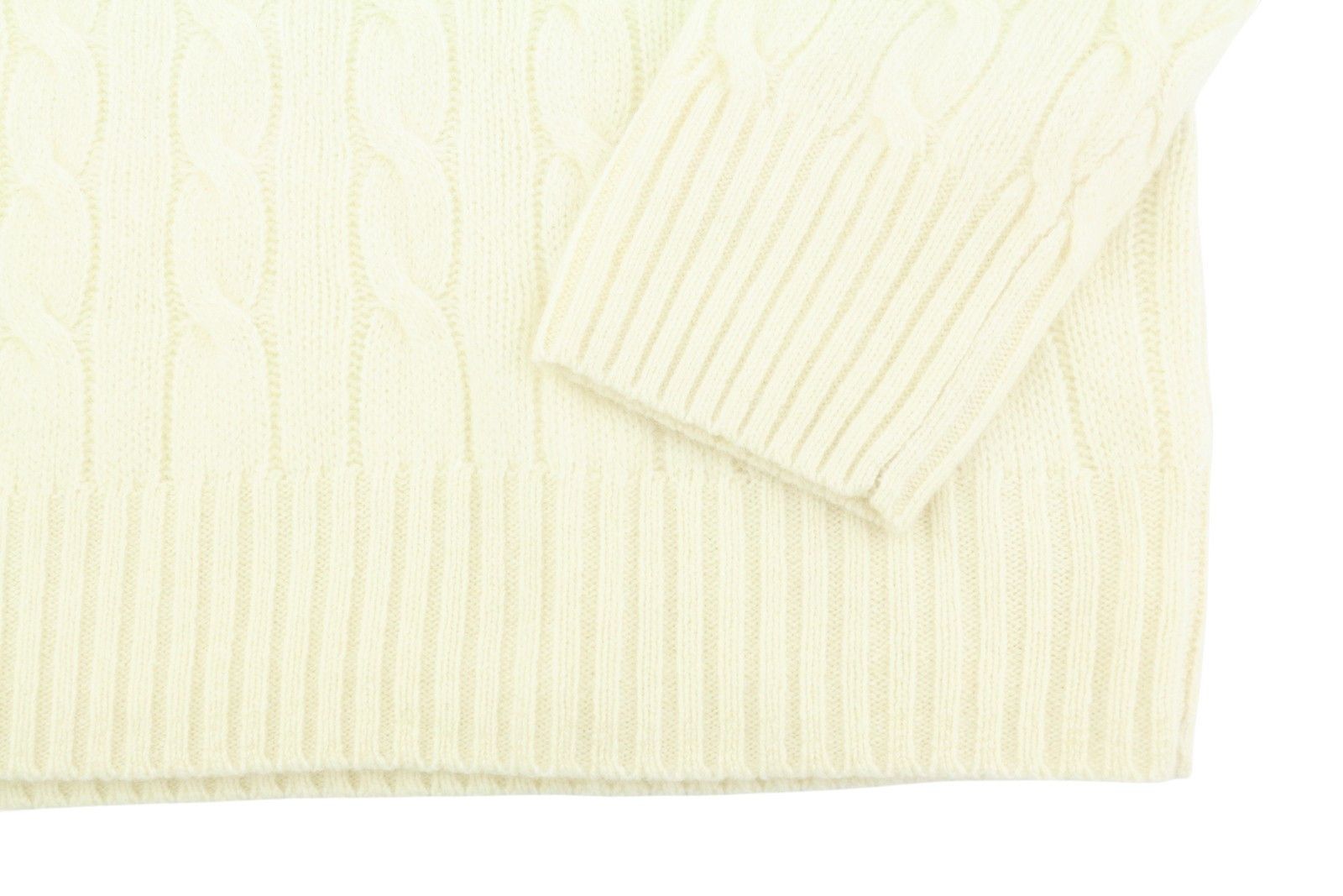Cream L Wool Cashmere Cable Knit Pullover 86928