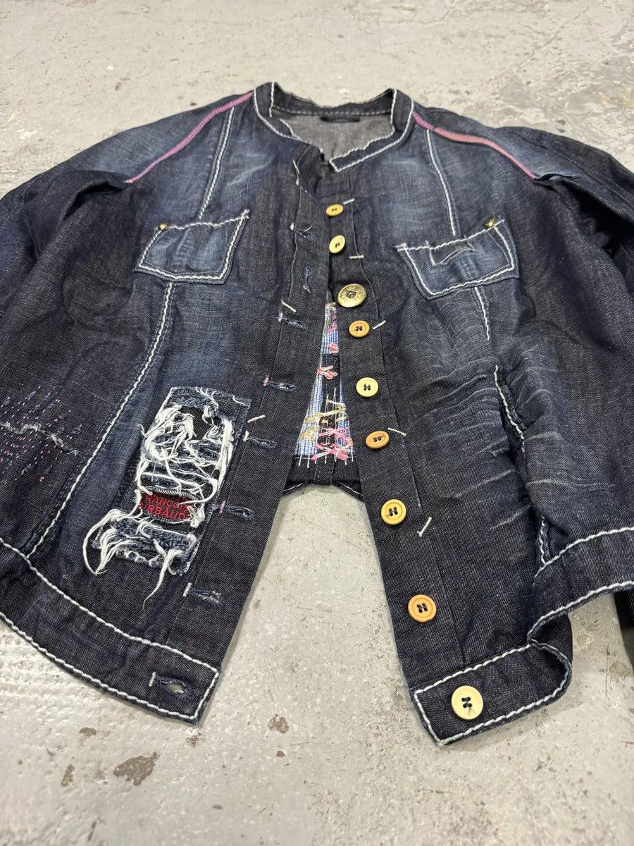Marithe + Francois Girbaud 2000s Marithé + François Girbaud Navy Denim Distressed Jacket Size M / US 6-8 / IT 42-44 - 12 Thumbnail