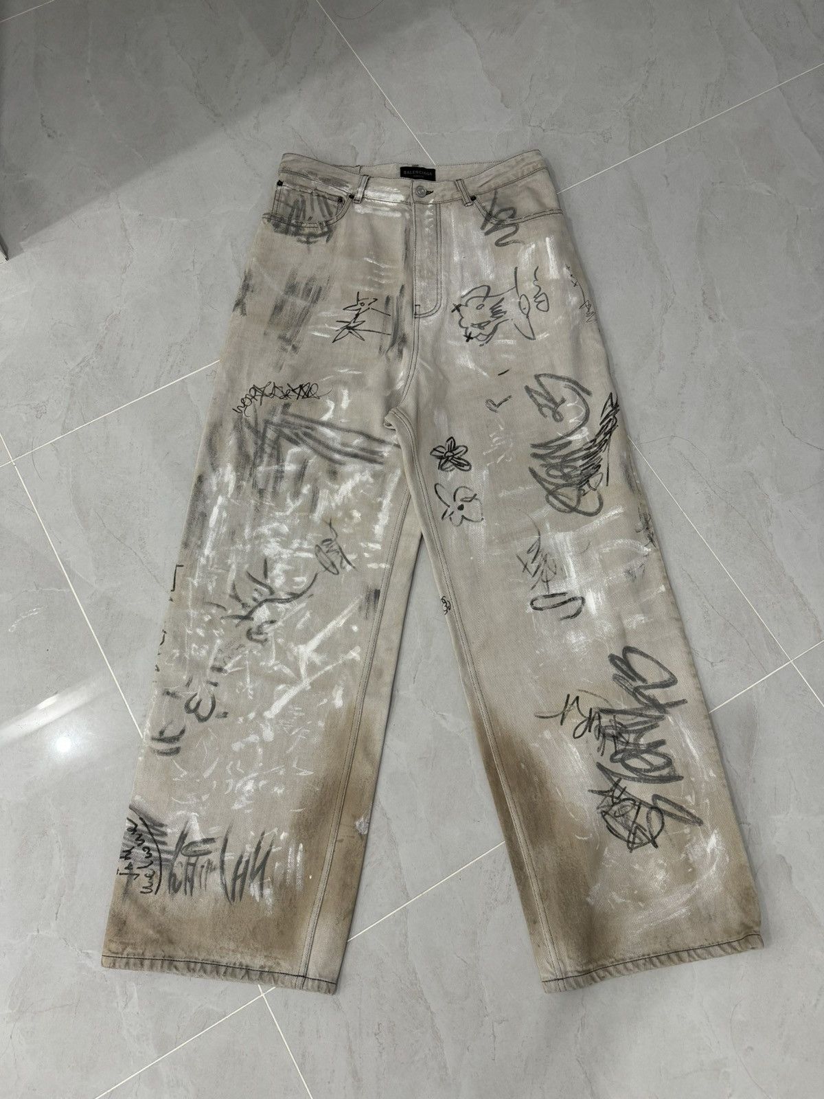 Balenciaga Graffiti Baggy Jeans | Grailed