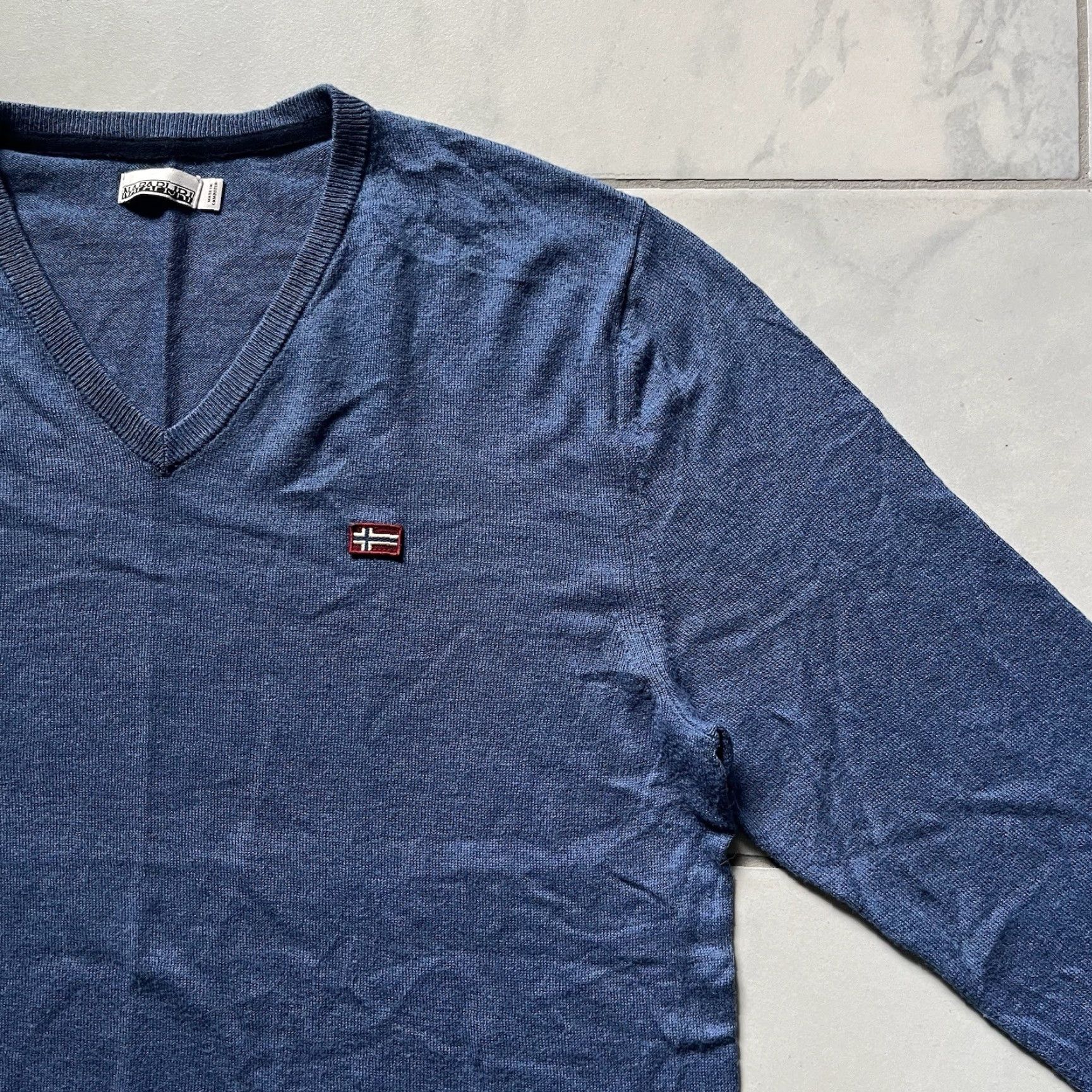 Napapijri Napapijri Sweater Mens V-Neck Blue Wool Blend Pullover Large Regular Knit Jumper Ventage? No Vintage: No Size US L / EU 52-54 / 3 - 4 Thumbnail
