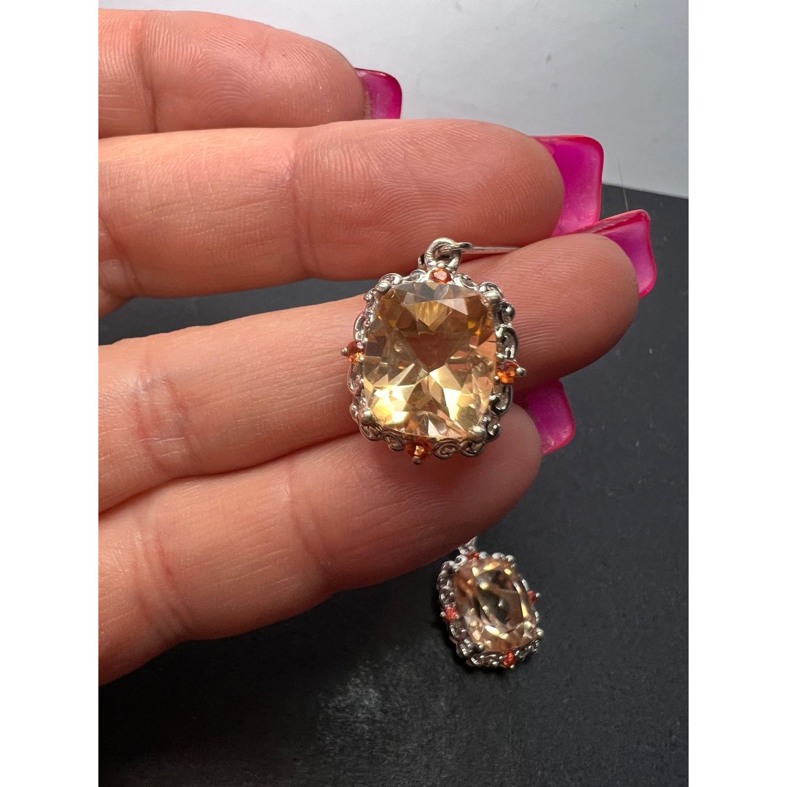 Other Morganite quartz and orange spinel sterling silver earrings Size ONE SIZE - 9 Thumbnail