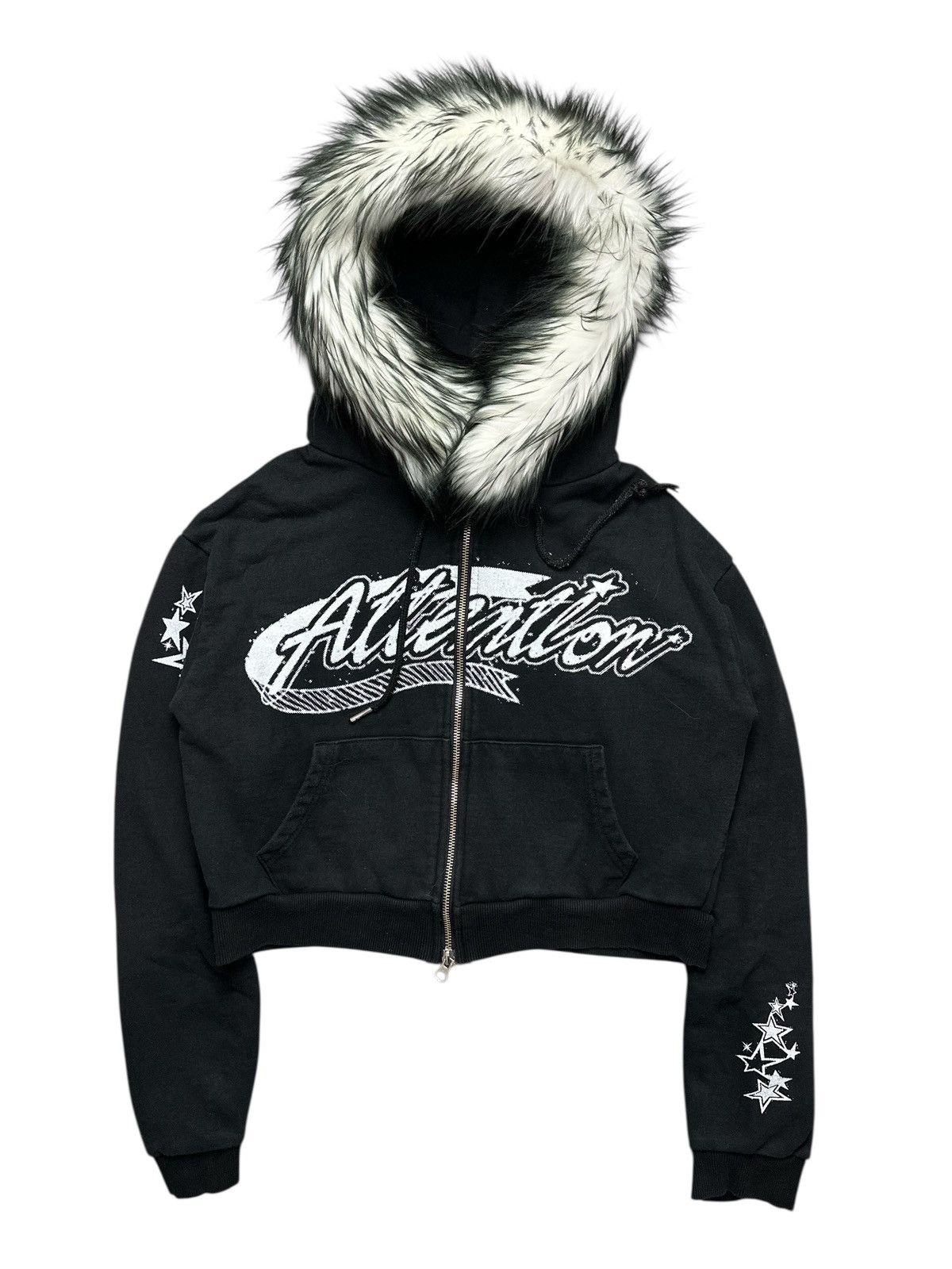 20471120 ATTENTION SIX STAR CROPPED LGB STYLE FUR ZIP HOODIE Size M / US 6-8 / IT 42-44 - 1 Thumbnail