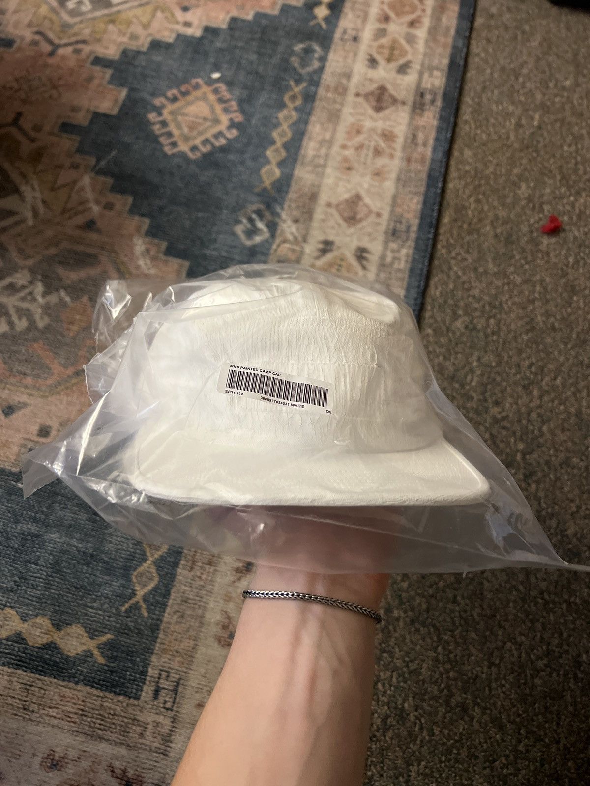 image of Painted White Supreme Margiela Hat, Men's
