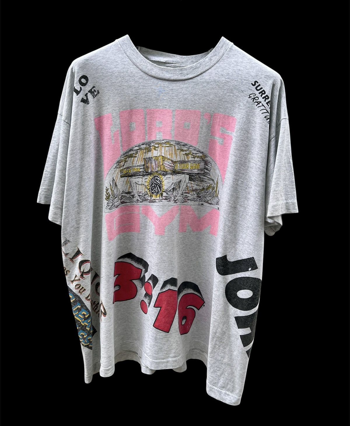 Vintage Vintage 90s Lord’s Gym God Jesus Bible Holy Tee 2XL Size US XXL / EU 58 / 5 - 1 Thumbnail