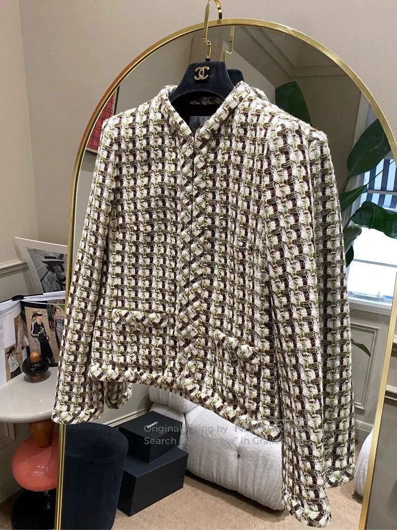 Chanel Chanel 23A brown-green plaid tweed jacket Size XXS / US 00 / IT 34 - 1 Thumbnail