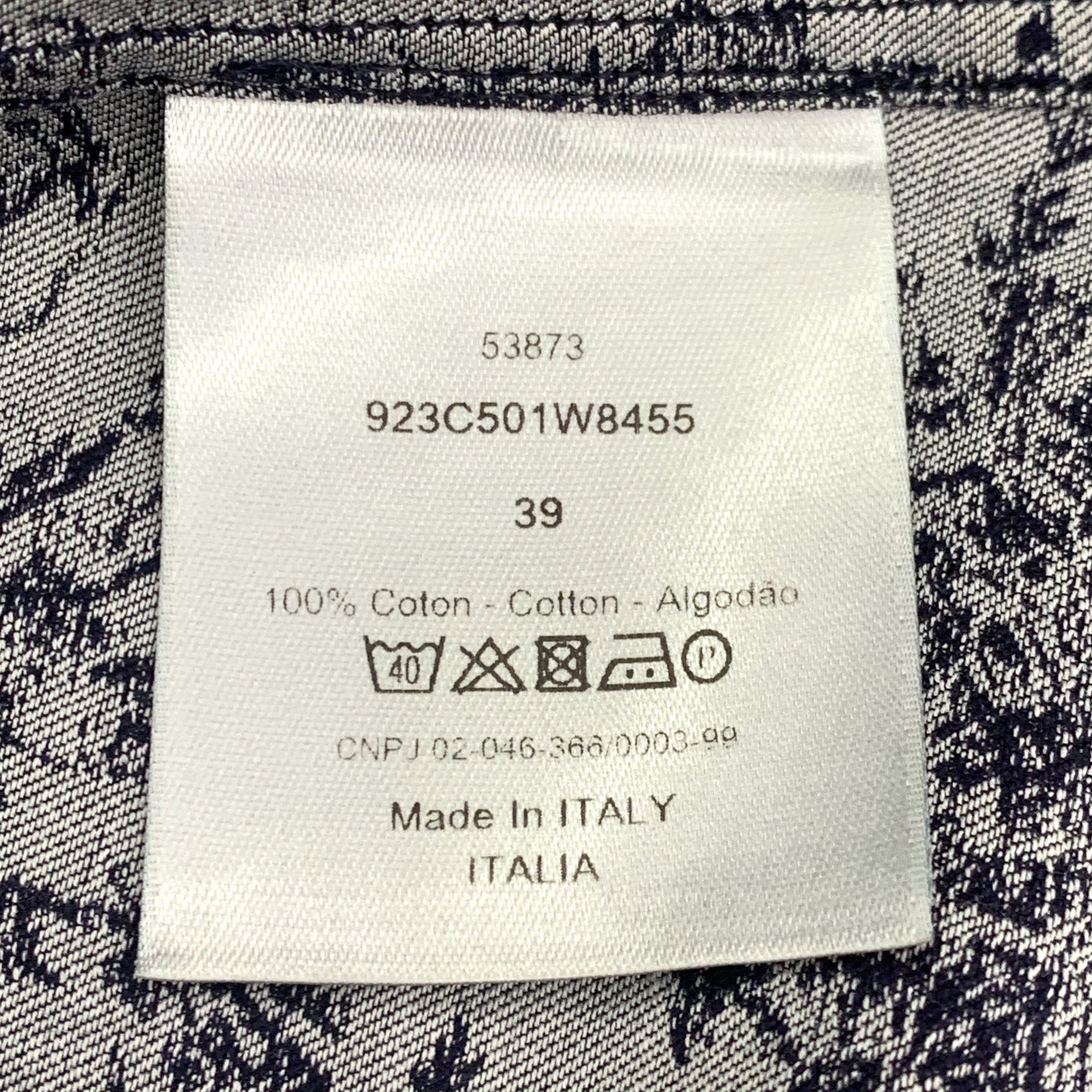 Dior Dior Navy & White Patterned Long-Sleeve Shirt Size Size US M / EU 48-50 / 2 - 7 Thumbnail