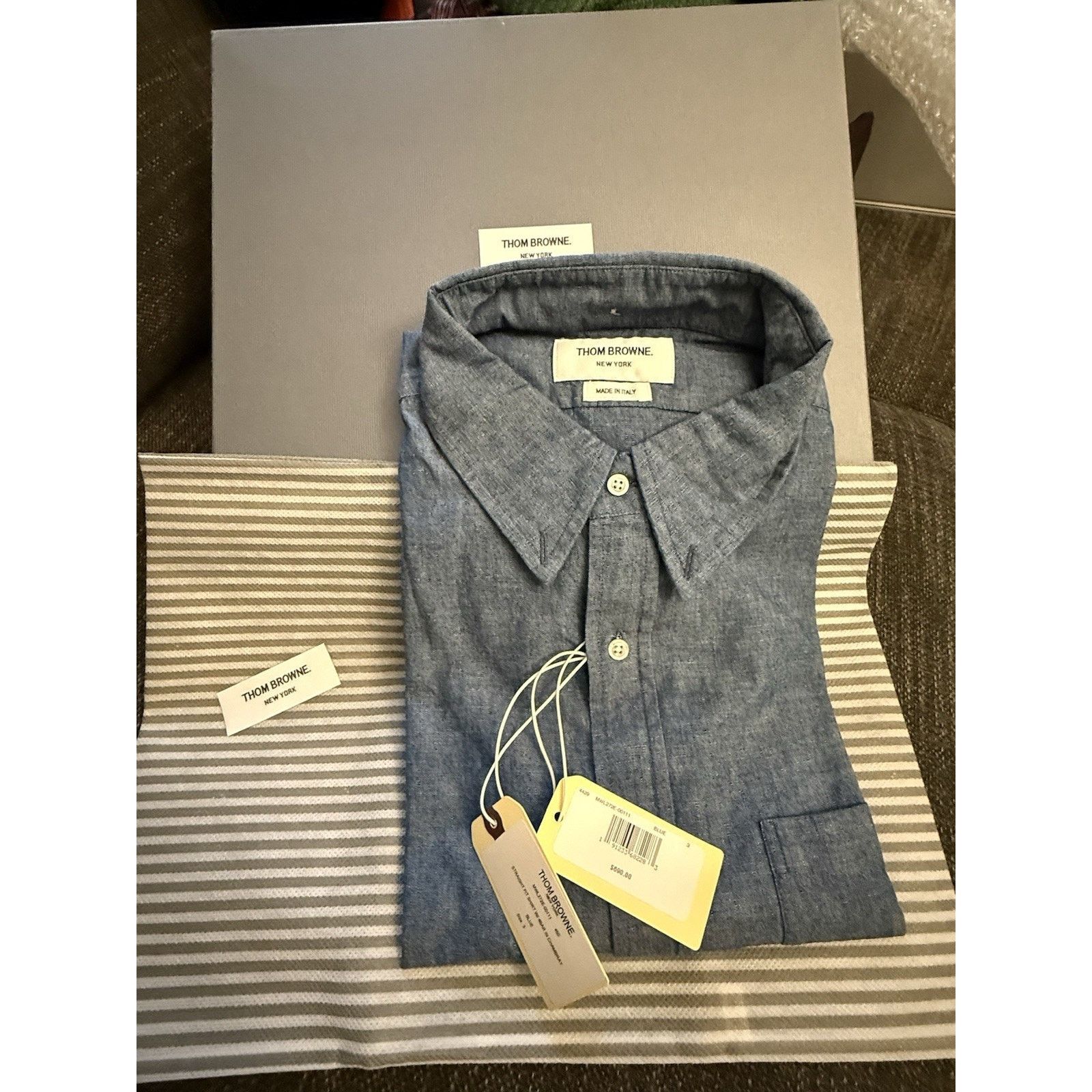 Thom Browne NWT Thom Browne Chambray 4-bar Shirt Size 3 Made in Italy Size US L / EU 52-54 / 3 - 3 Thumbnail