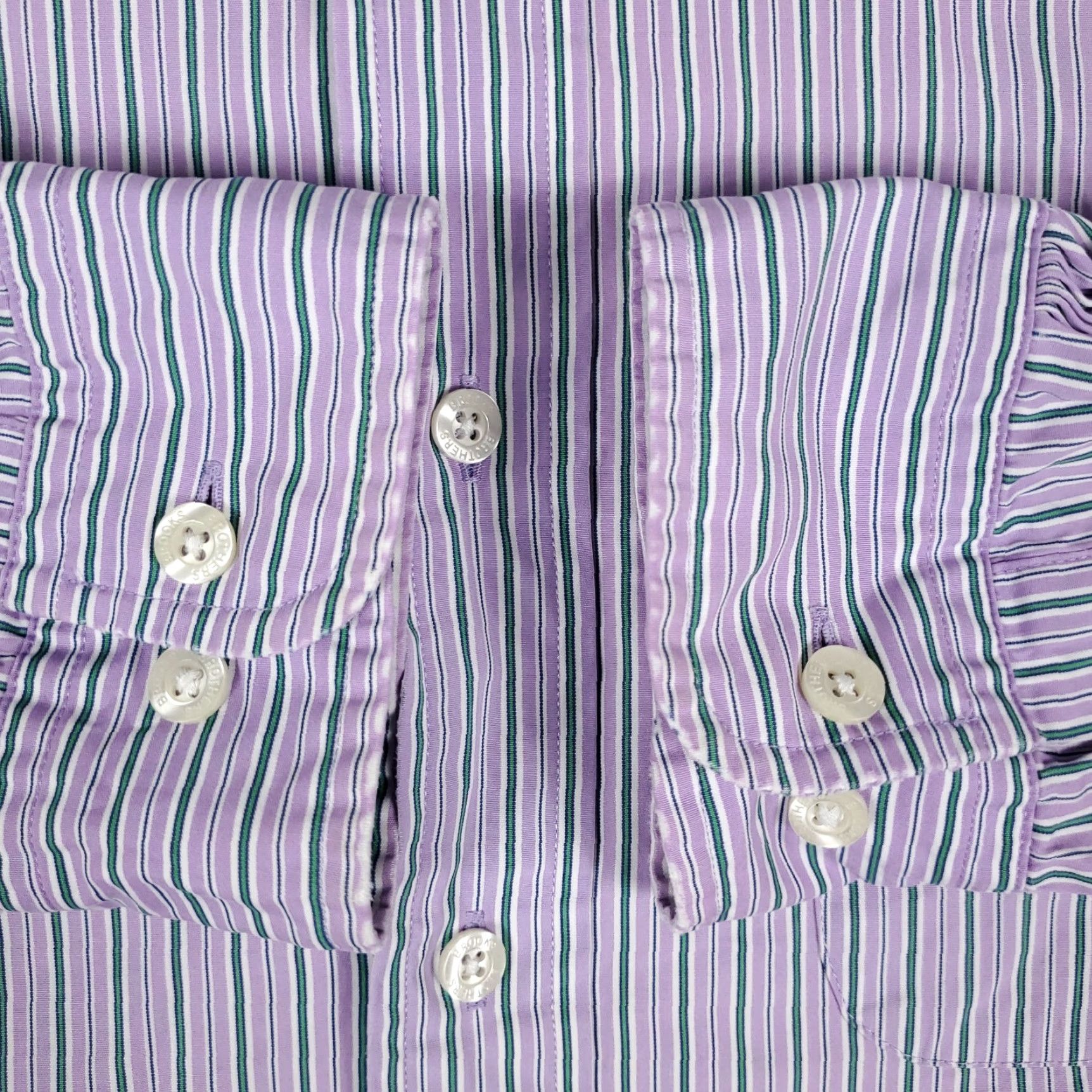 Brooks Brothers VINTAGE Brooks Brothers Purple Striped Button-Up Shirt Large Casual Long Sleeve Mens Size US L / EU 52-54 / 3 - 3 Thumbnail