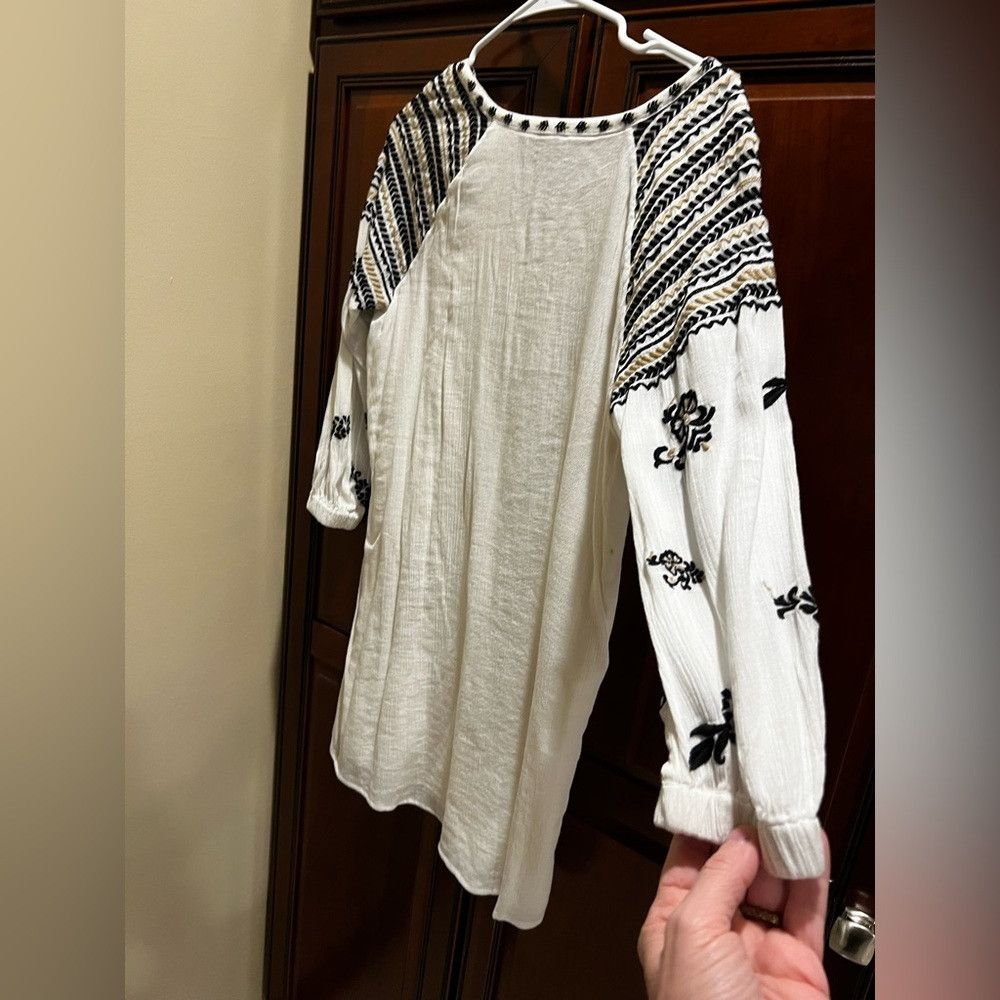 Chicos Chicos White Black Embroidered Lined Tunic Dress - 00 Size XXS / US 00 / IT 34 - 7 Thumbnail