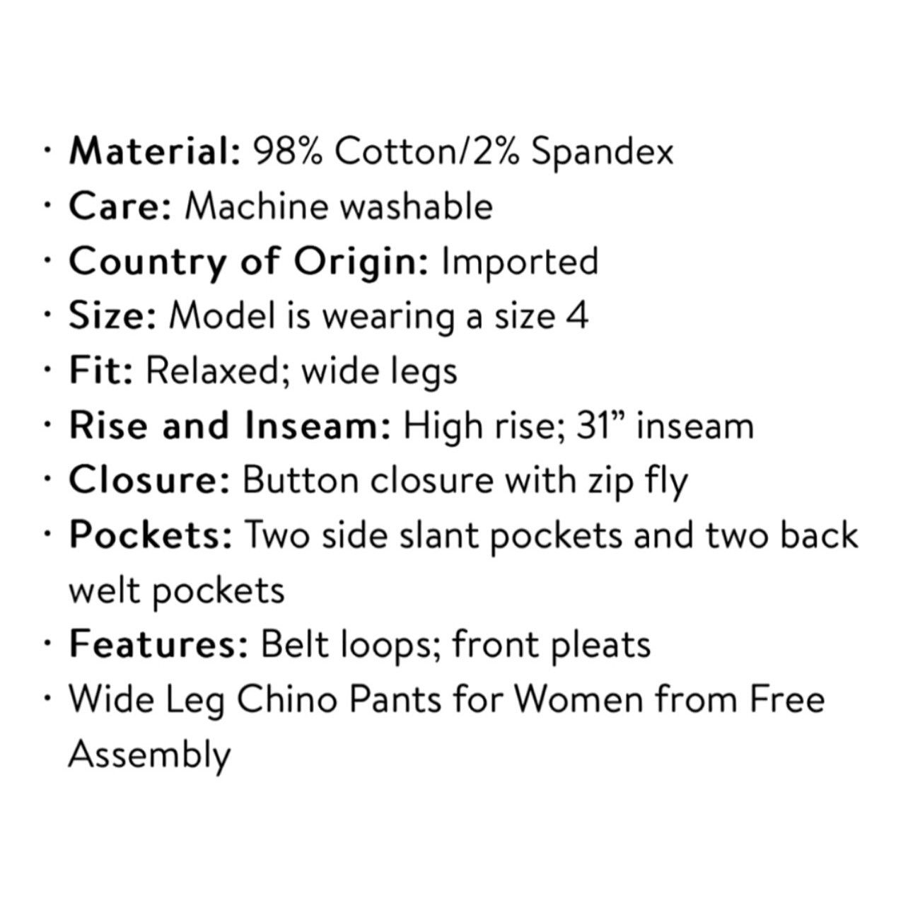 Other Free Assembly - Women's Wide-Leg Chino Pants - Blue - 4 Size 27" / US 4 / IT 40 - 10 Thumbnail