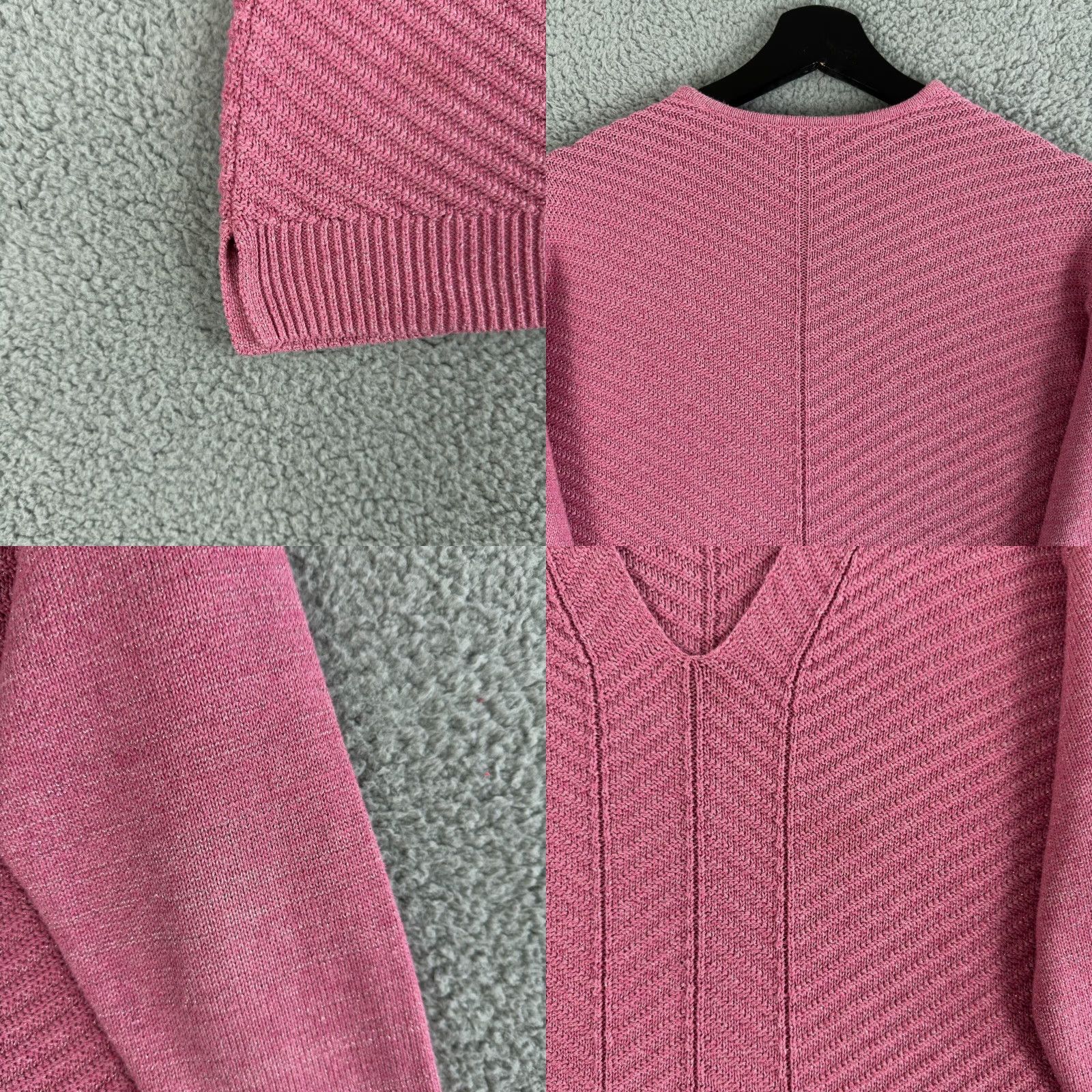 Chaps Chaps Ralph Lauren Sweater Womens Large Pink Metallic V Neck Knit Tunic Pullover Size L / US 10 / IT 46 - 8 Thumbnail