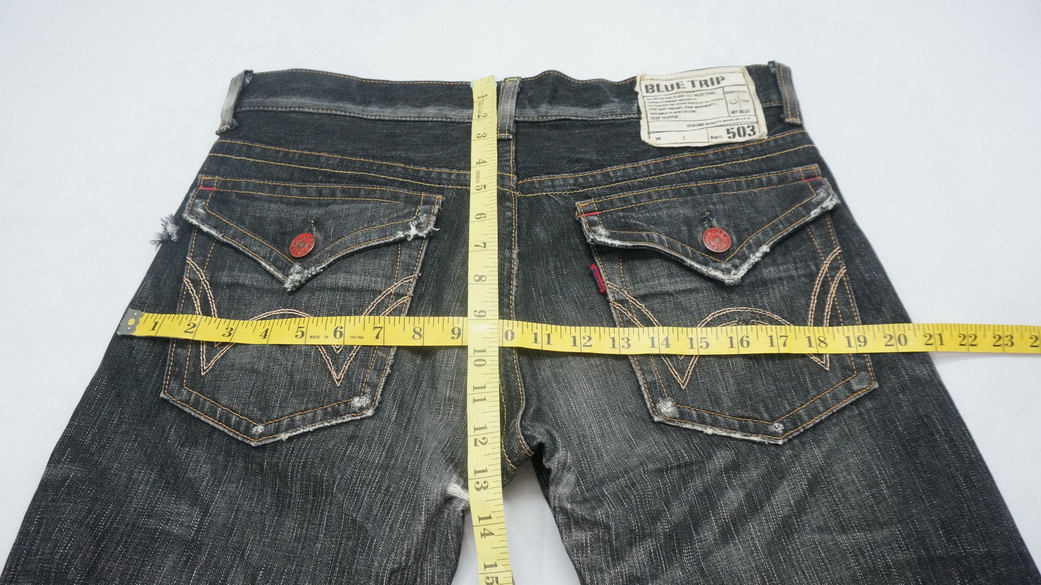 🔥 EDWIN 503 Vintage Flare Black Ripped Distressed