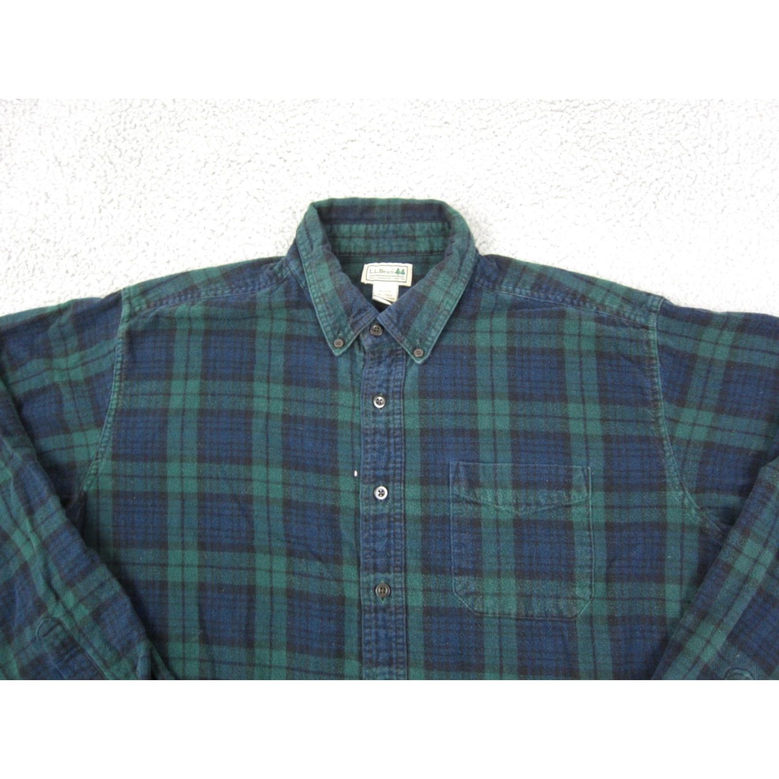 Vintage VINTAGE L.L.Bean Shirt Mens XLT Blue Black Watch Plaid Tartan Button-Up 100% Cotton Flannel Long Sleeve Collared Size US XL / EU 56 / 4 - 2 Thumbnail