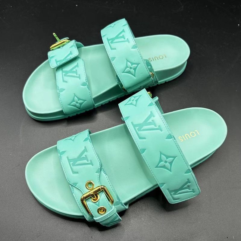 Louis Vuitton Stylish Aqua Flat Sandals for Women -2508