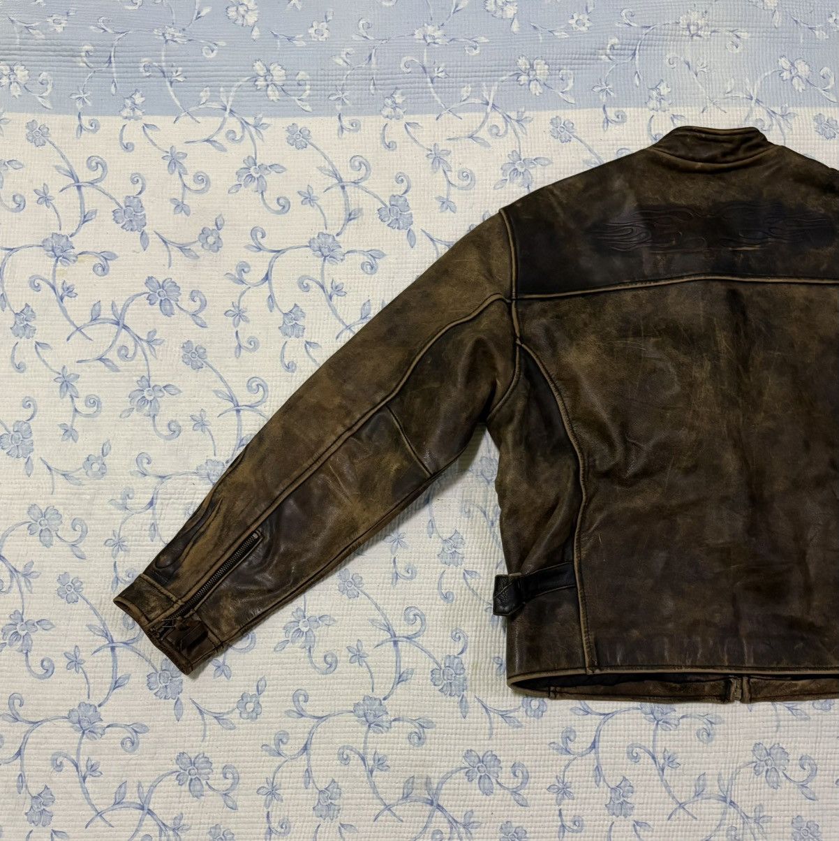 Other Cafe Racer Leather Jacket Biker Flame Jacket Size US L / EU 52-54 / 3 - 7 Thumbnail