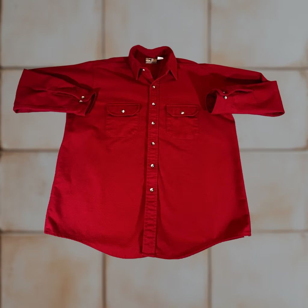 Vintage VINTAGE Flannel Shirt Mens XL Red American Edition Heavyweight 90s USA Shirt Mens XL Red Cotton Flannel Button-Up with Pockets Size US XL / EU 56 / 4 - 1 Thumbnail