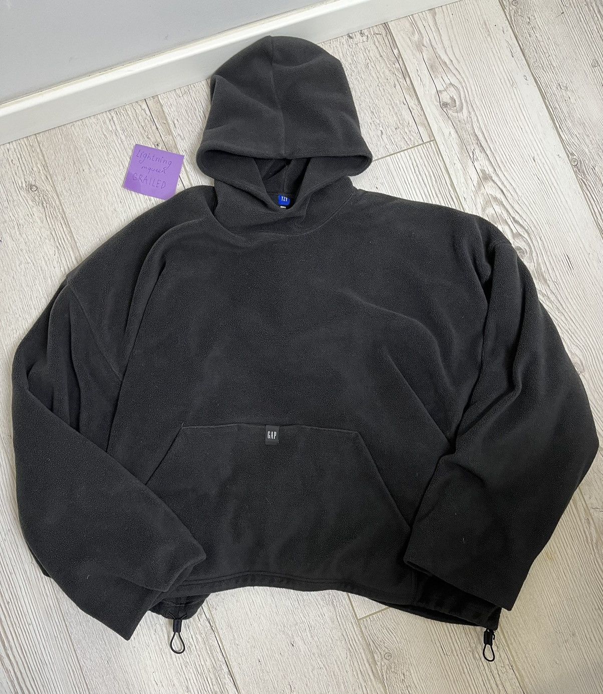 image of Kanye West x Yeezy Season Yeezy Gap Balenciaga Polar Fleece Hoodie in Black, Men's (Size Small)